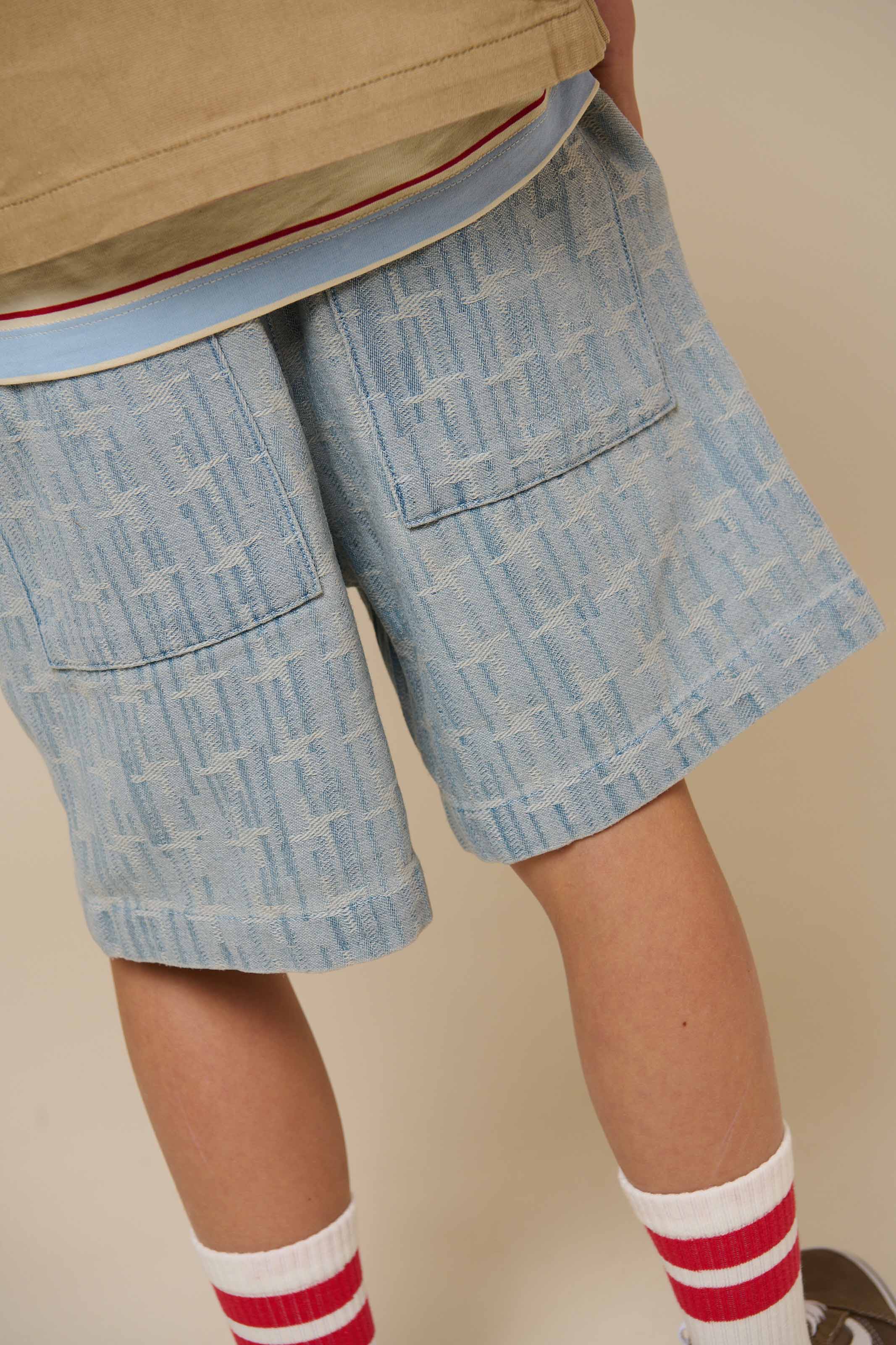 Baggy Jacquard Denim Shorts - Tween - Blue Denim | 101092 Kyle - Image 3