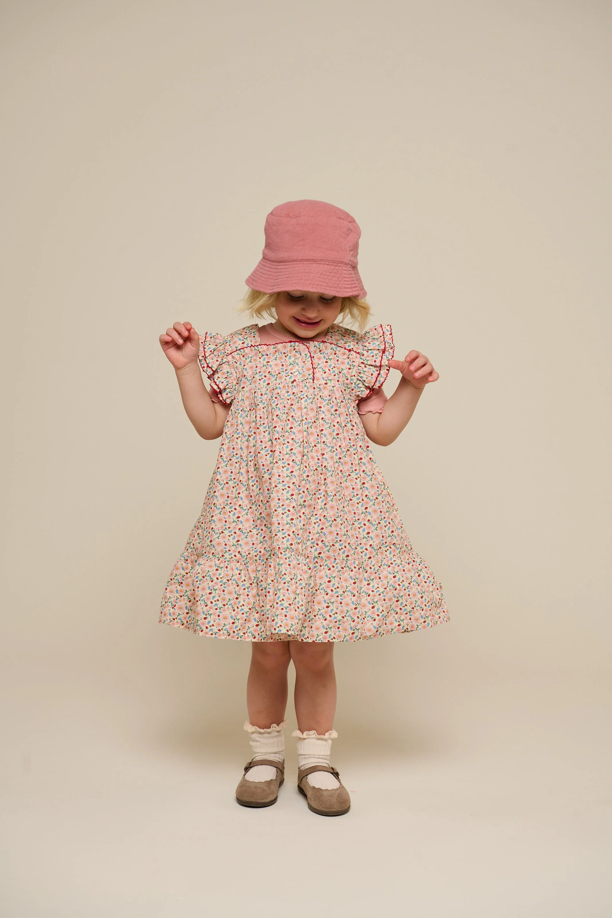 Bloemenbedrukte Poplin Jurk - Kids - Rose | 100960 Poppy