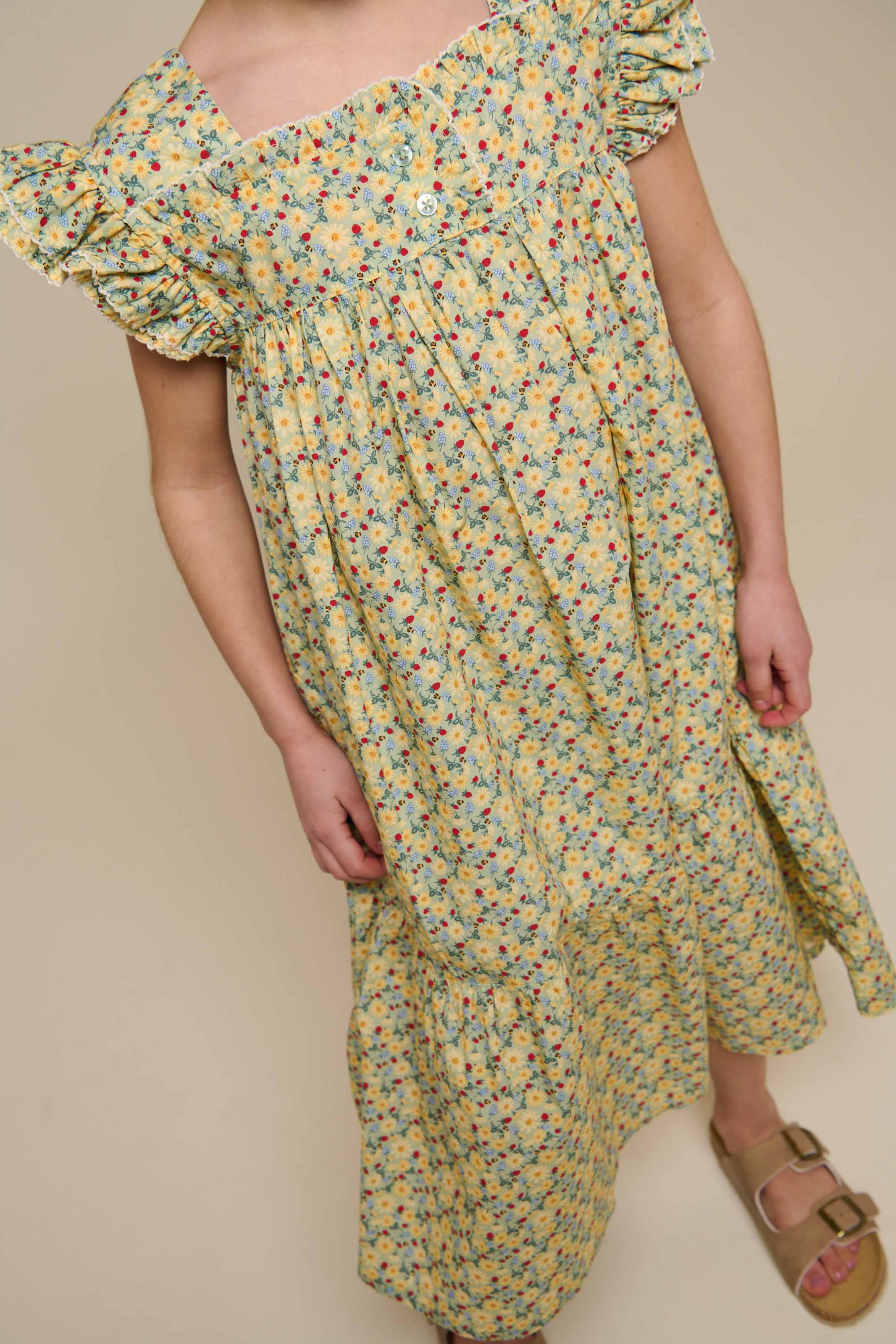 Bloemenprint Popeline Jurk - Tween - Green | 100963 Poppy - Image 5