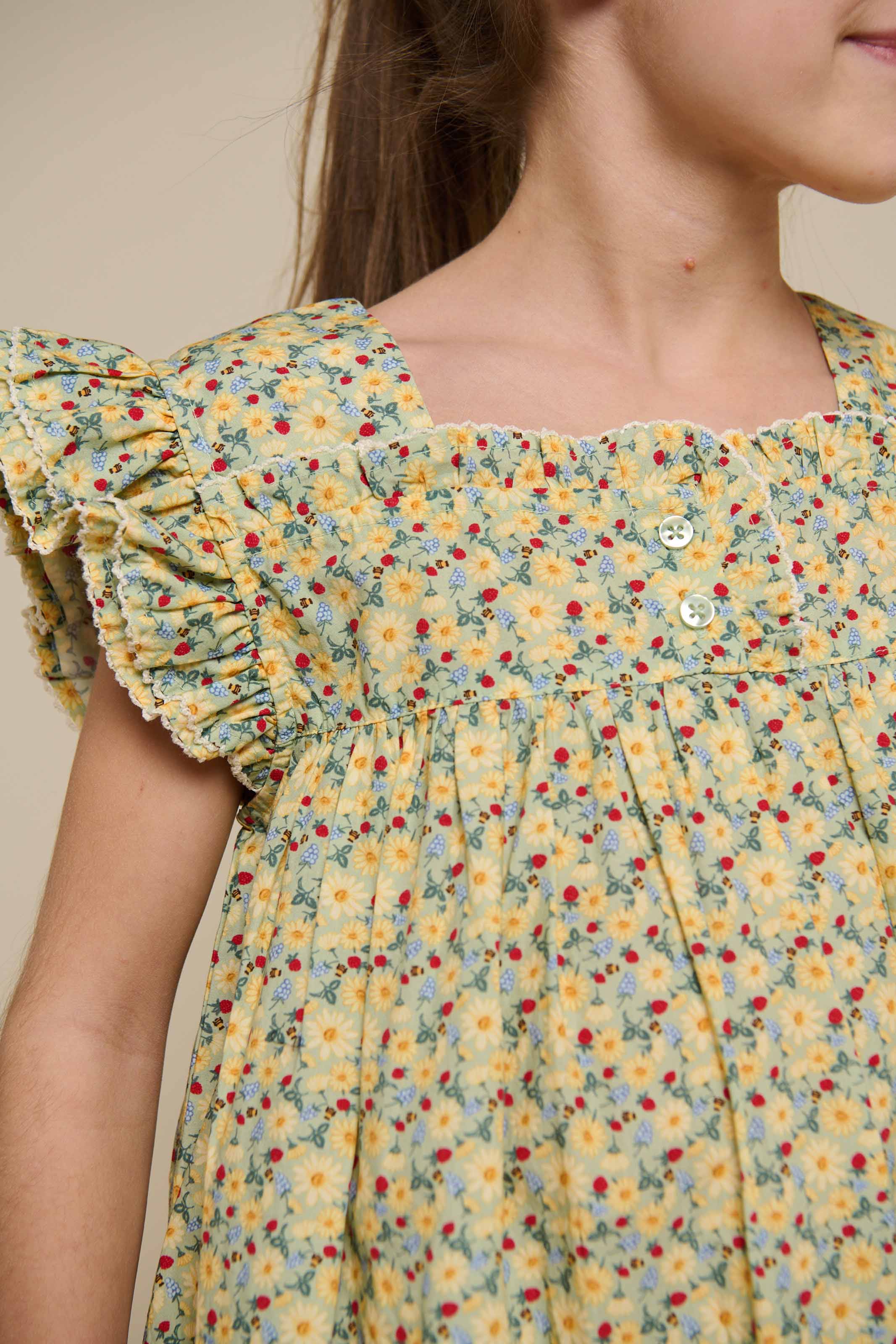 Bloemenprint Popeline Jurk - Tween - Green | 100963 Poppy - Image 6