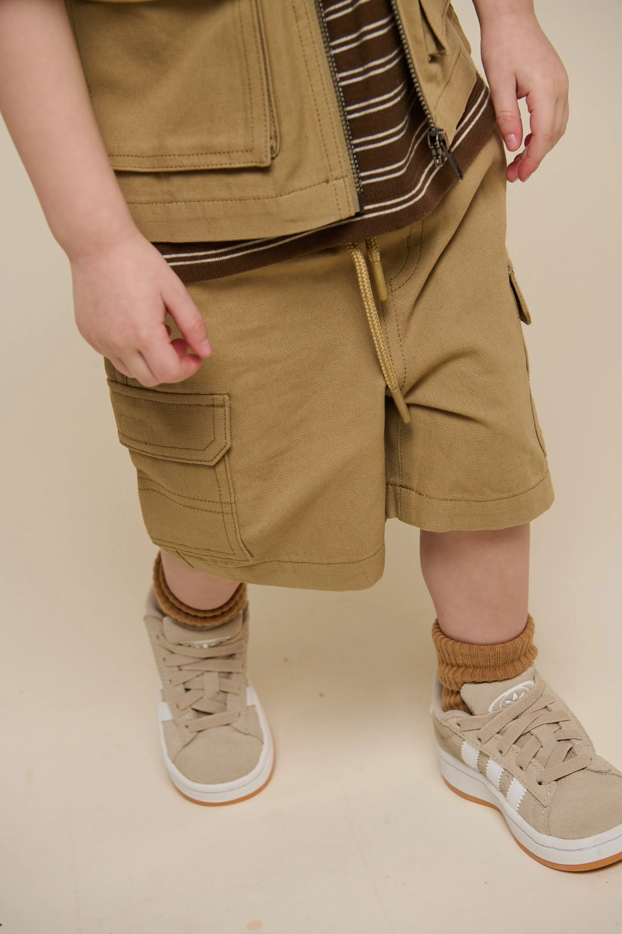 Canvas Cargo Shorts - Kids - Khaki | 101120 Isack - Image 3