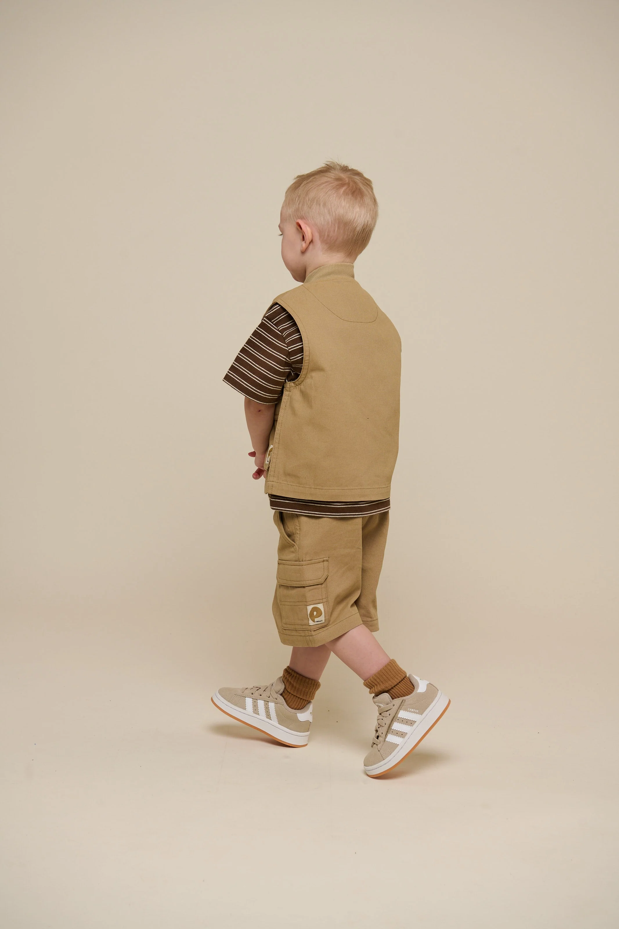Canvas Cargo Shorts - Kids - Khaki | 101120 Isack - Image 5
