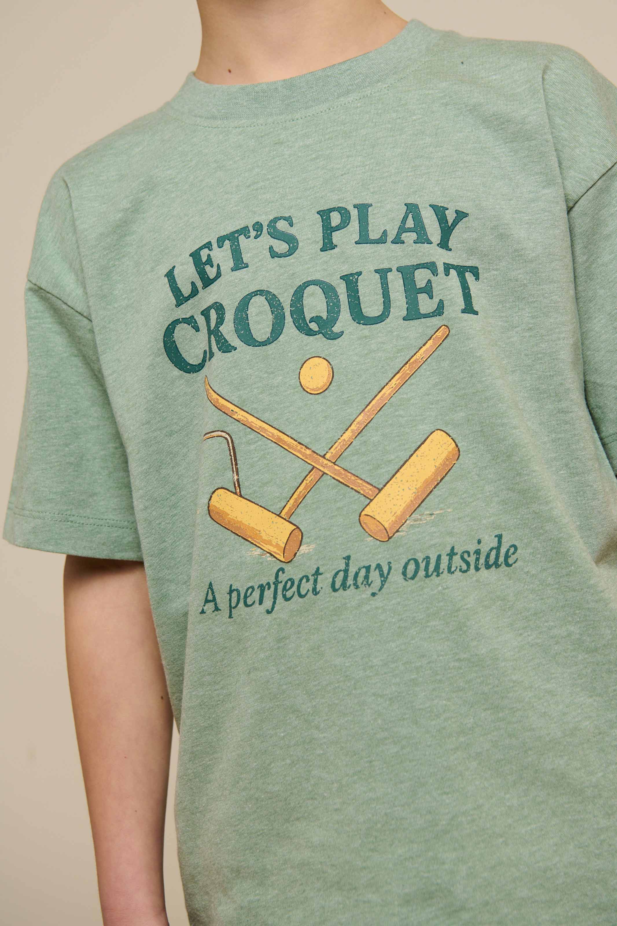 Croquet T-shirt - Tween - Light Green Melange | 101339 Vincent - Image 5