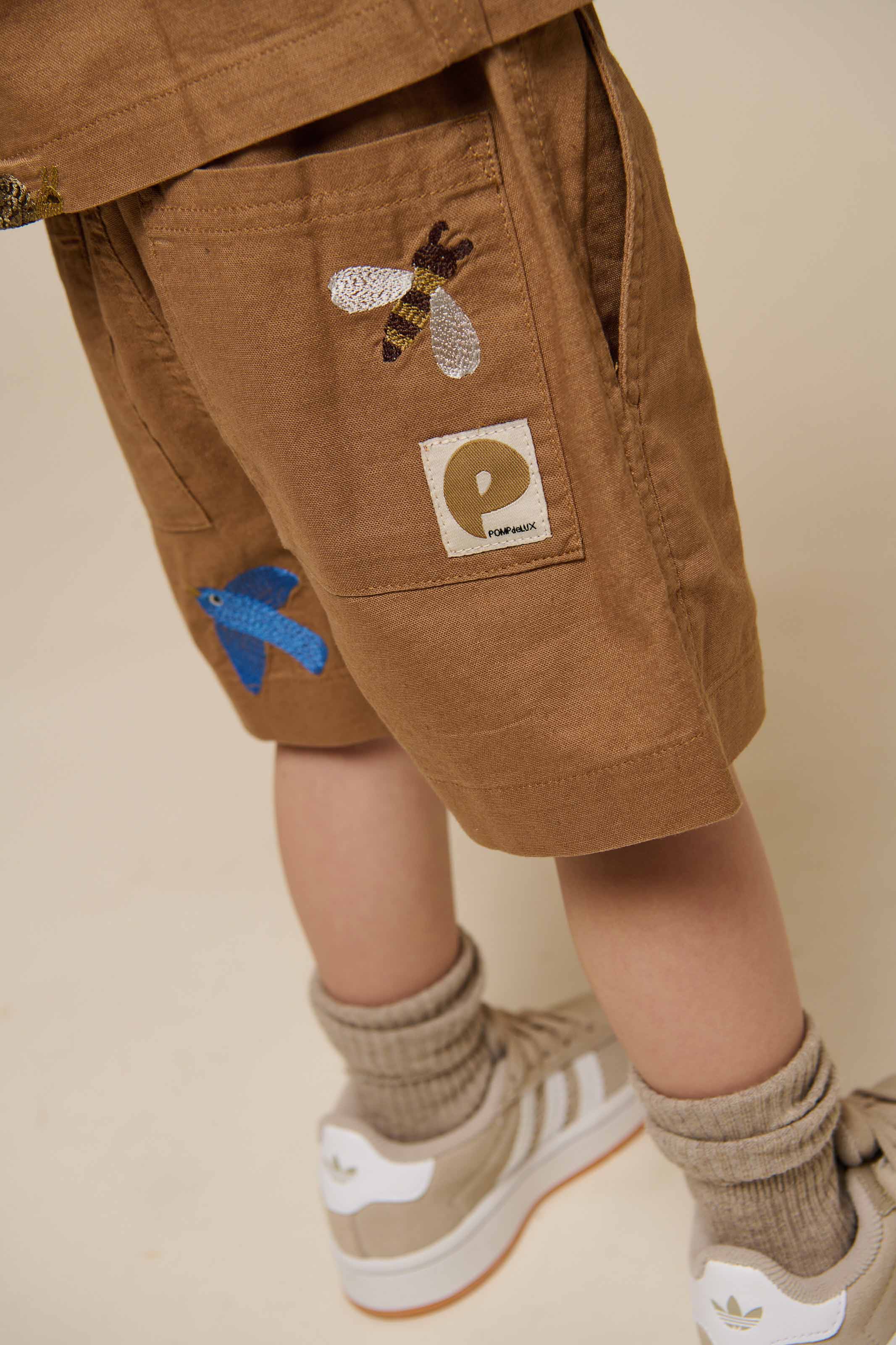 Embroidered Cotton Shorts - Kids - Coconut | 101064 Erik - Image 3
