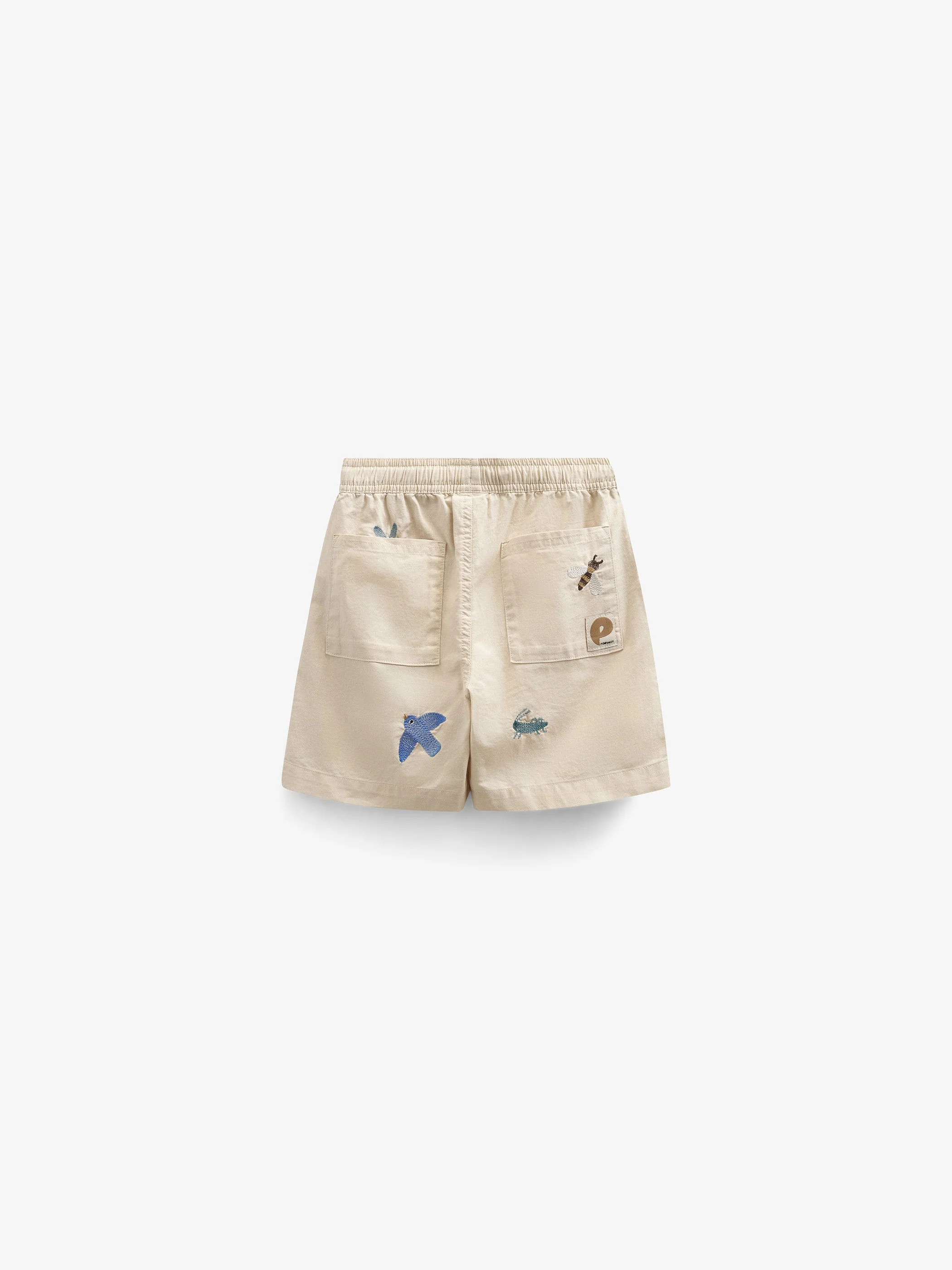 Embroidered Cotton Shorts - Tween - Light Beige | 101098 Erik - Image 4