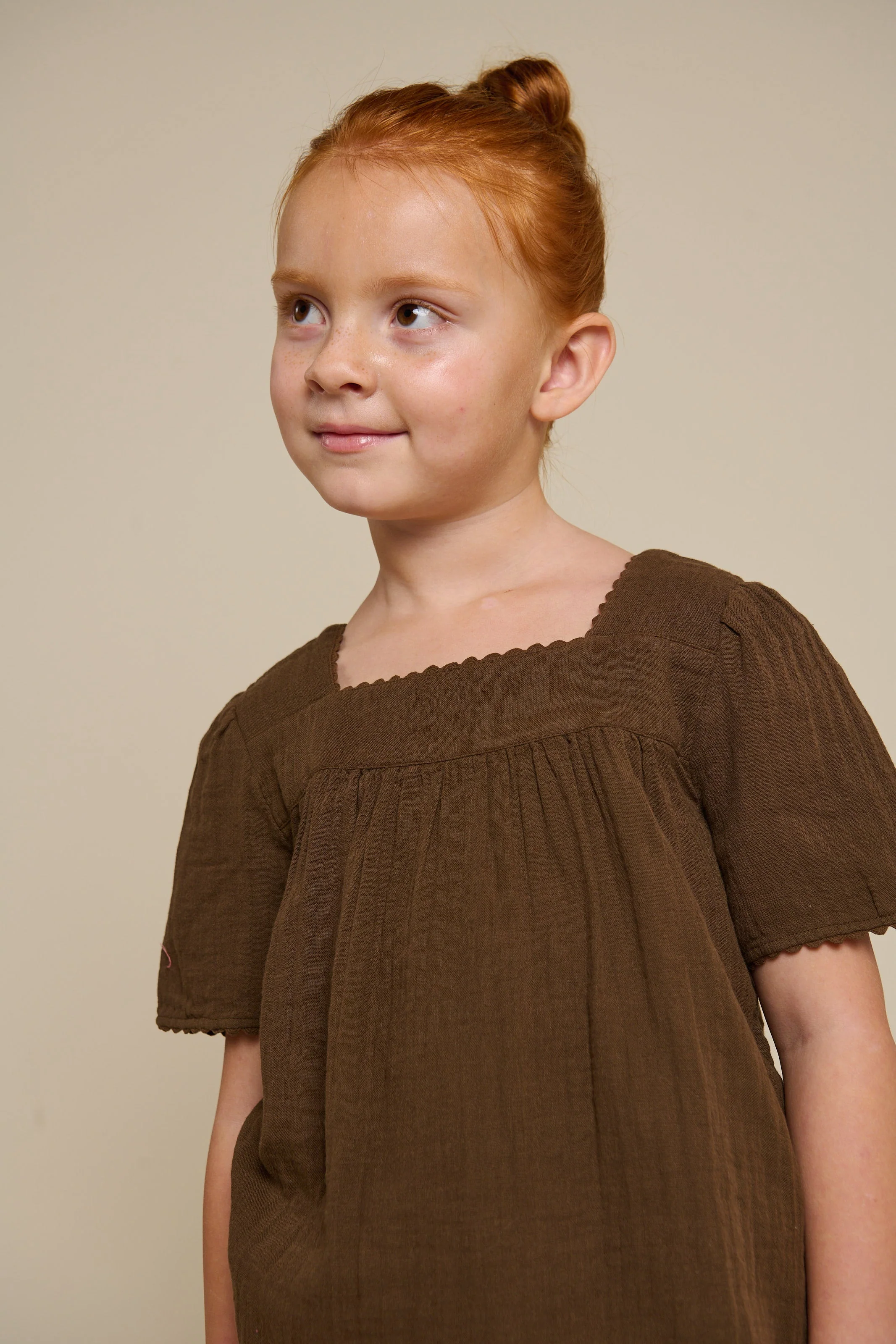 Gauze Blouse met Korte Mouwen - Tween - Dark Brown | 100917 Jasmine - Image 3