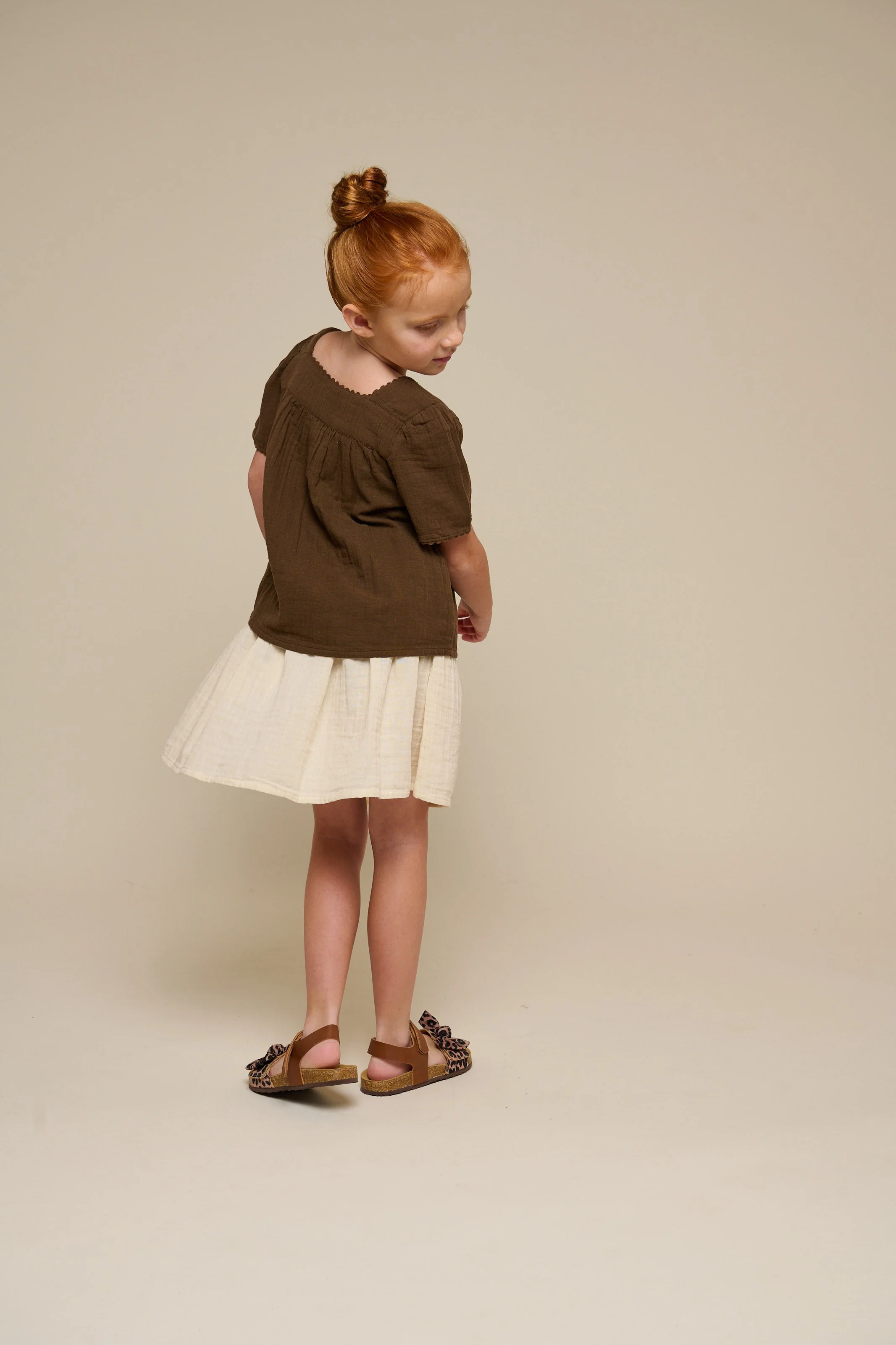 Gauze Blouse met Korte Mouwen - Tween - Dark Brown | 100917 Jasmine - Image 5