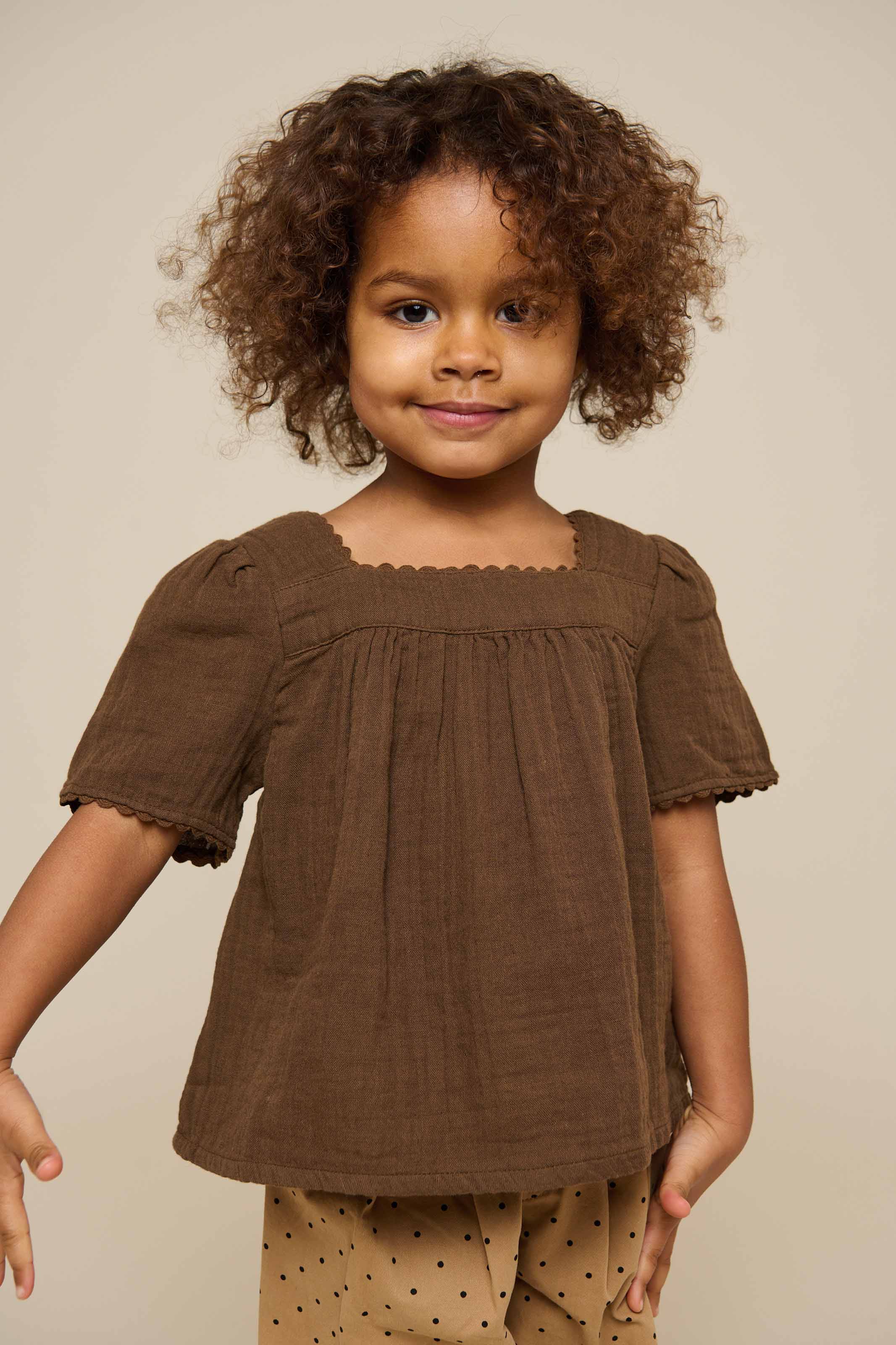 Gaze Blouse met Korte Mouwen - Kids - Dark Brown | 100916 Jasmine - Image 6