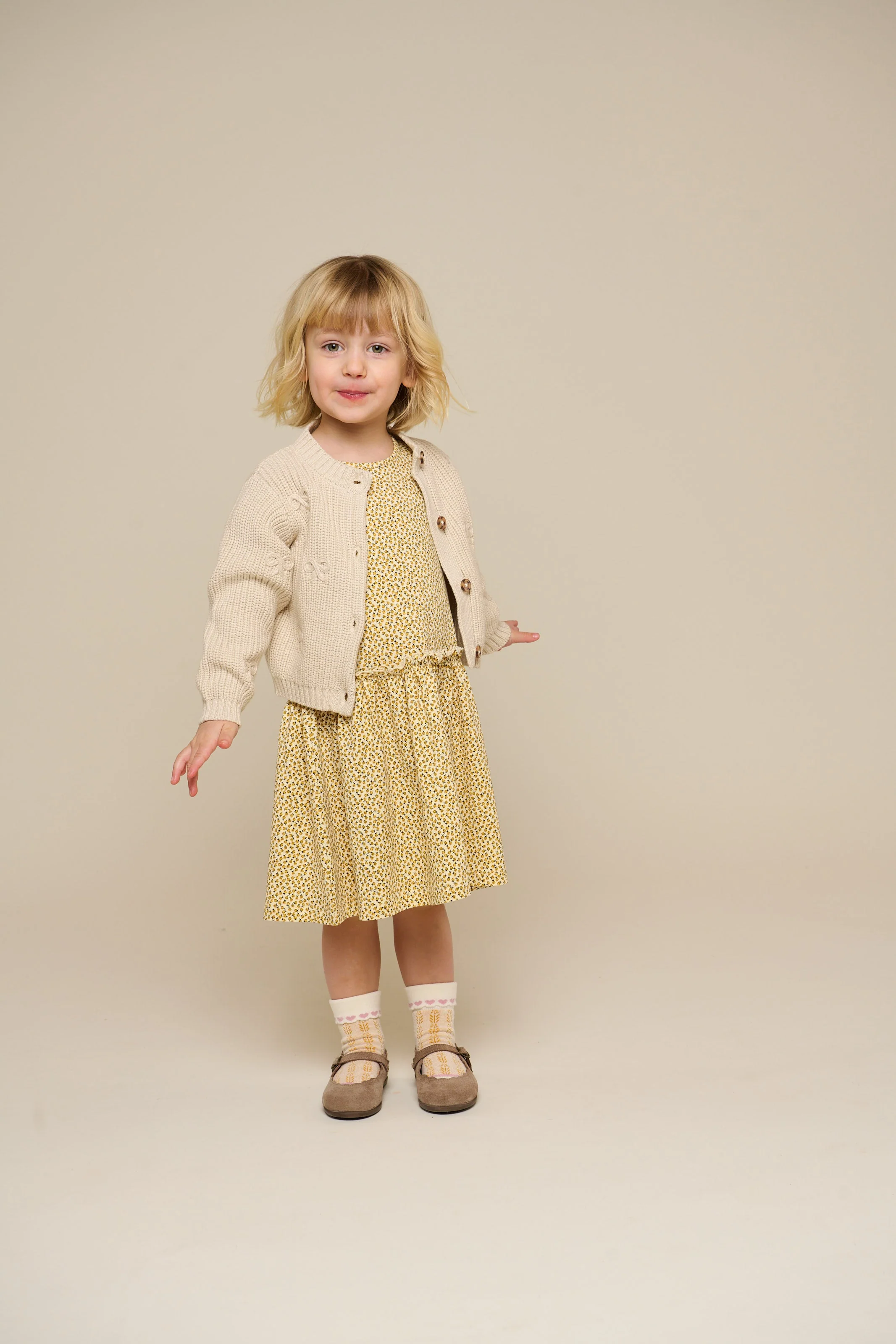 Gebreid katoenen vest met strikjes - Kids - Nature | 100790 Freya