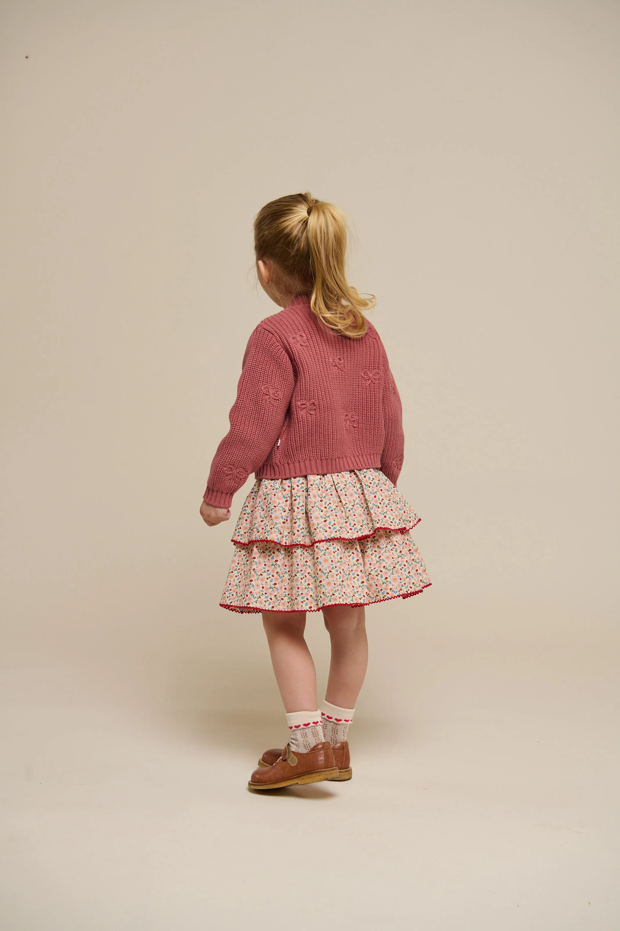 Gebreid katoenen vest met strikjes - Kids - Old Rose | 100792 Freya - Image 5