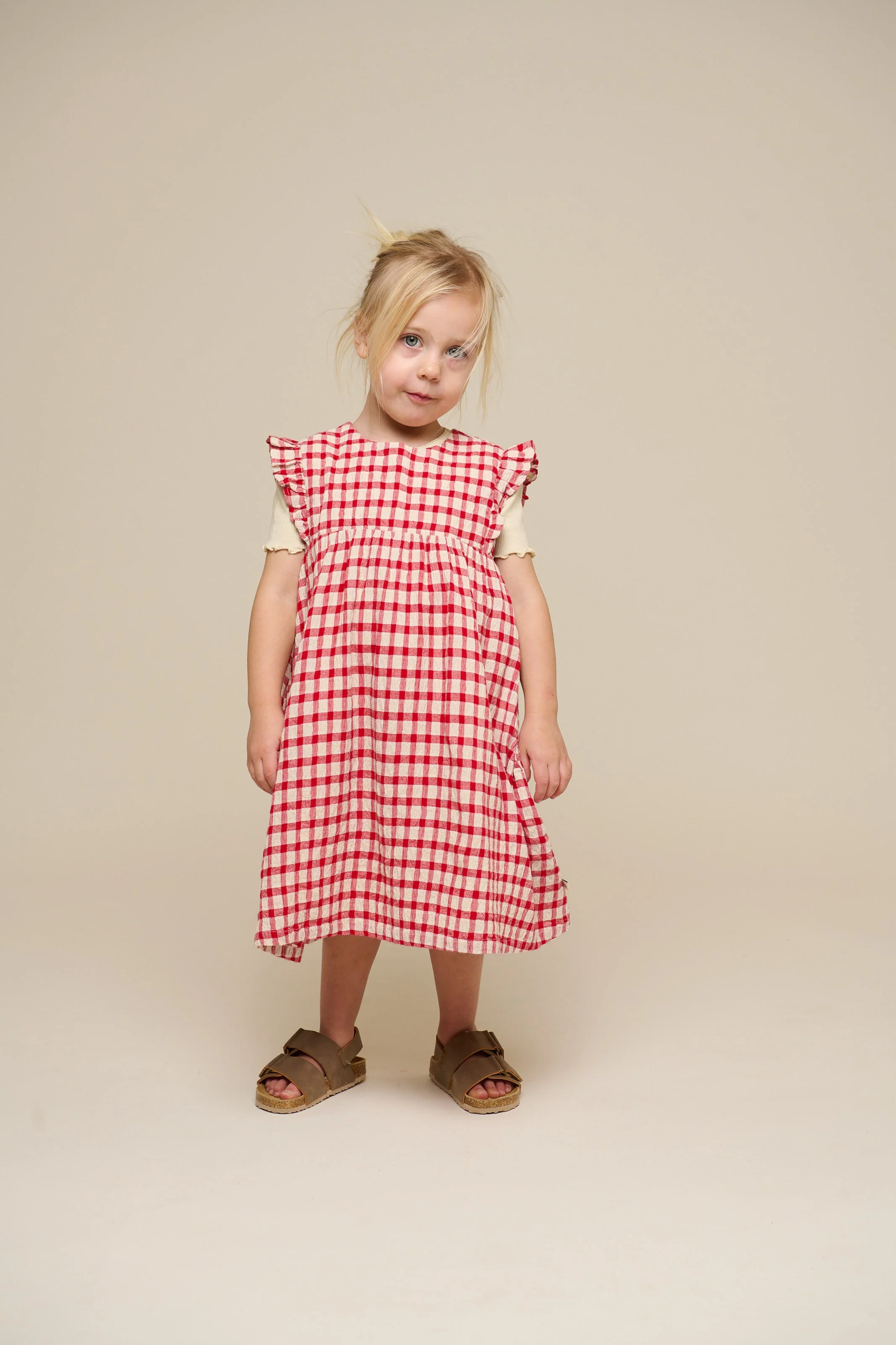 Geruite Katoenen Jurk - Kids - Cherry Red | 100904 Bonnie - Image 3