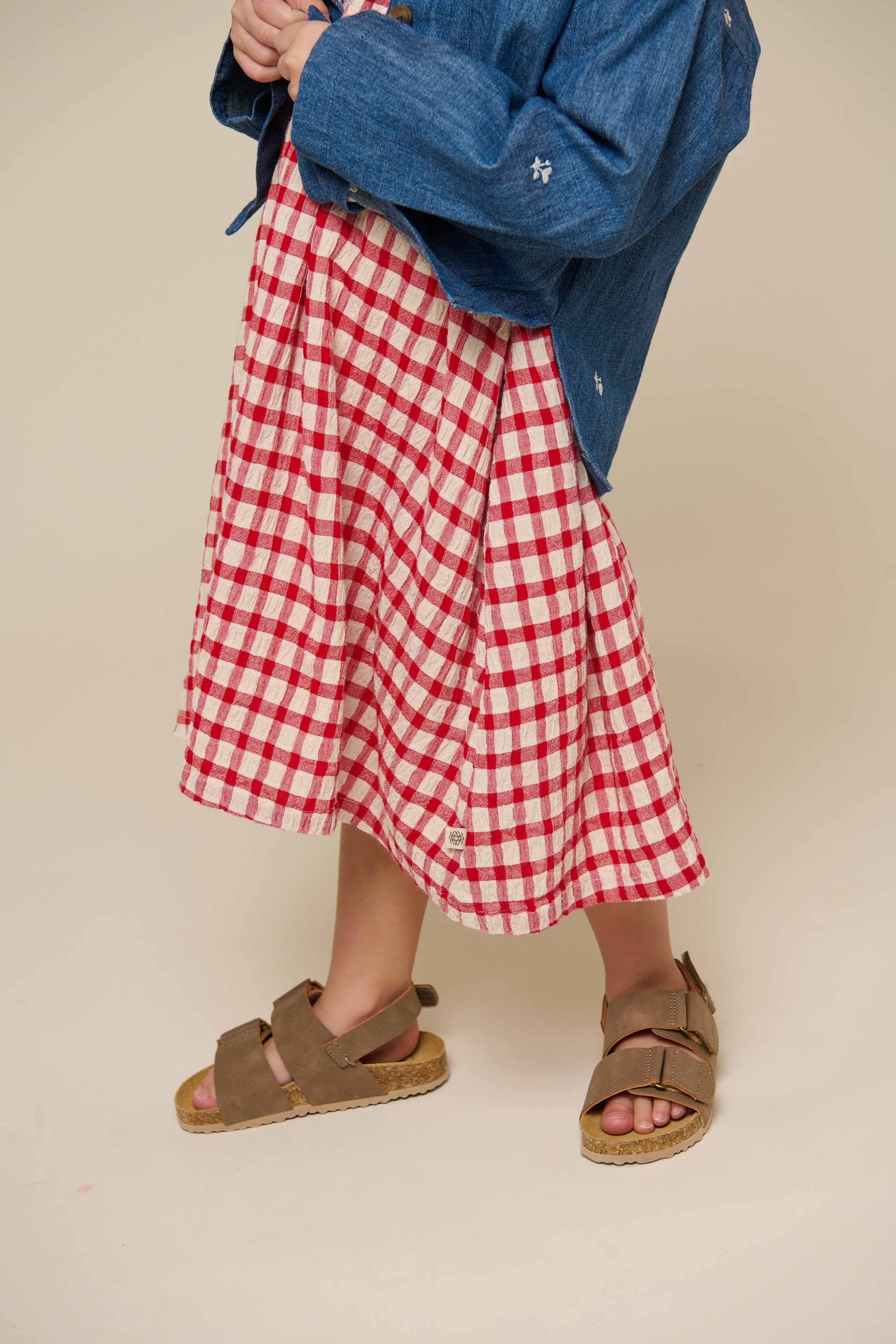 Geruite Katoenen Jurk - Kids - Cherry Red | 100904 Bonnie - Image 5