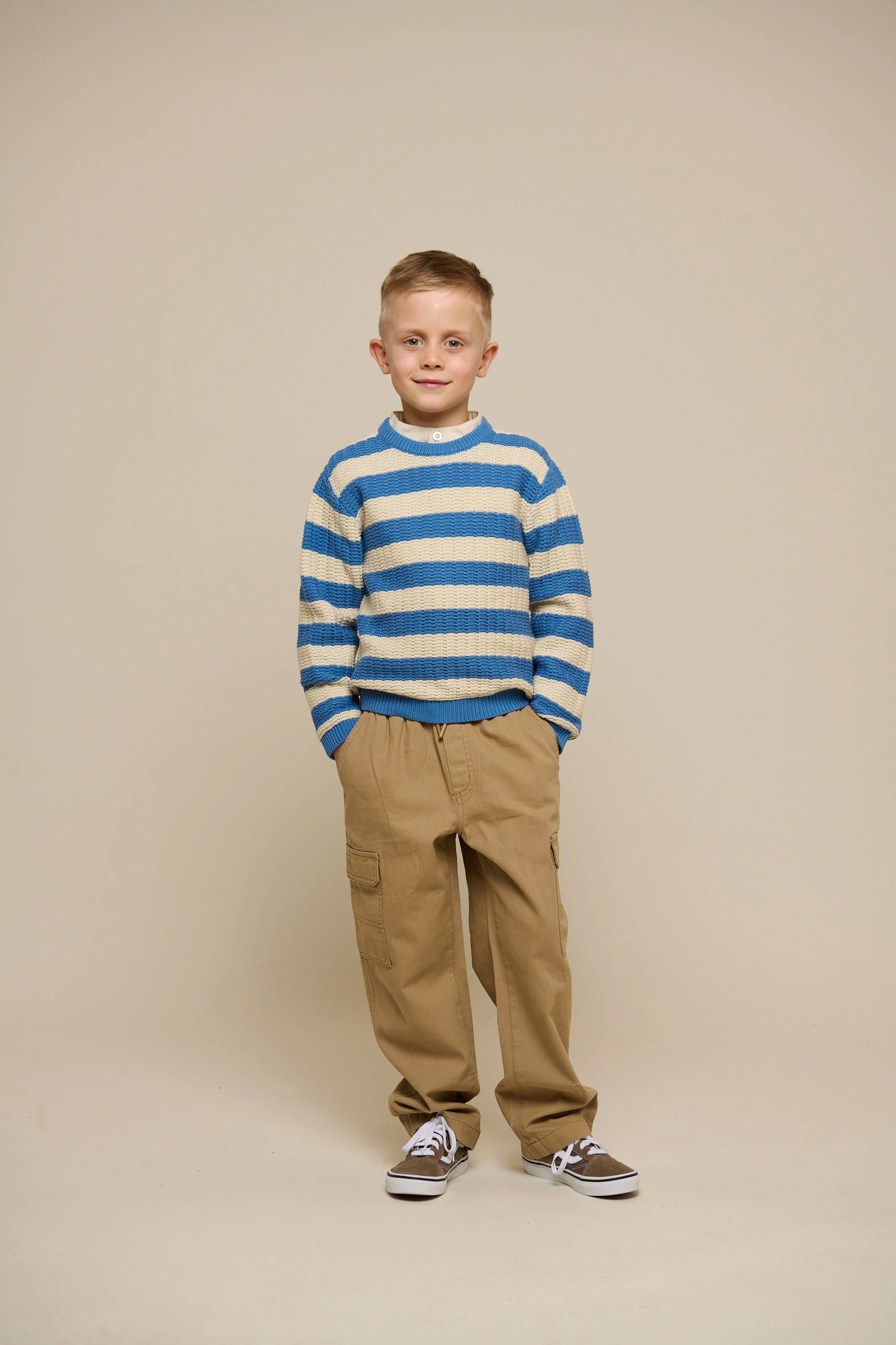 Gestreept Gebreid - Tween - Dusty Blue / Offwhite | 101284 Brady