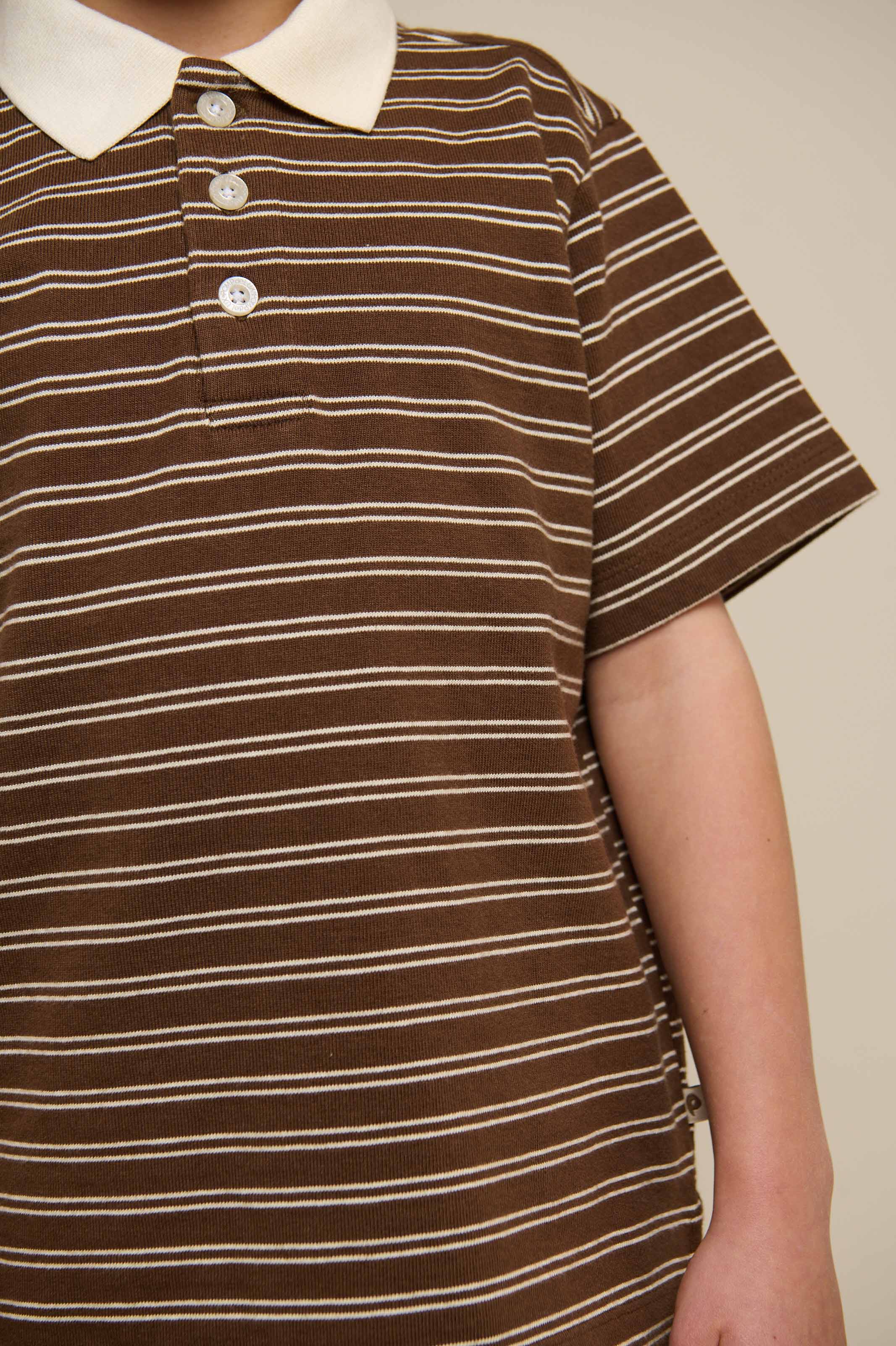Gestreept Jersey Poloshirt - Tween - Dark Brown | 101174 Otto - Image 3