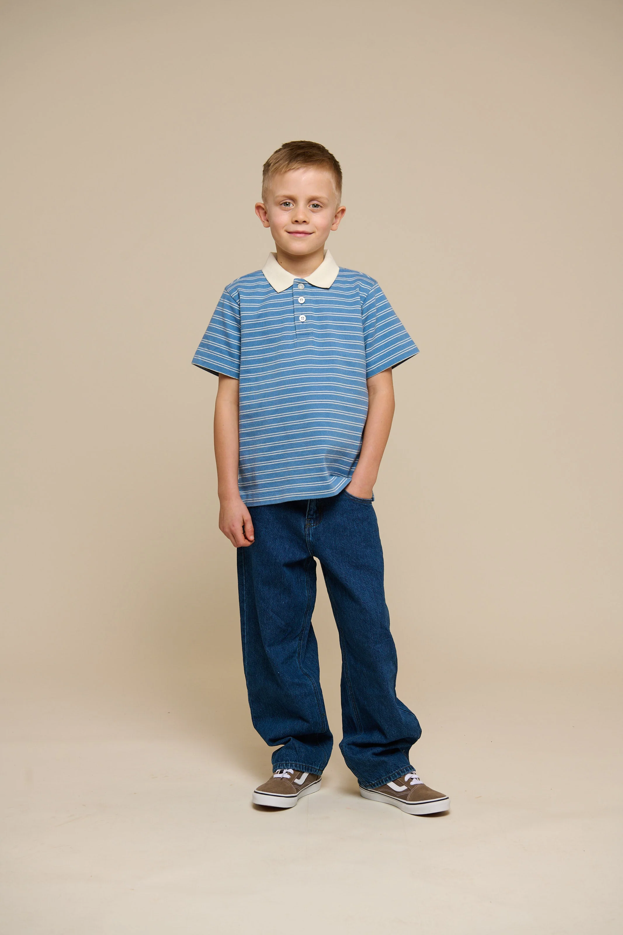 Gestreept Jersey Poloshirt - Tween - Dusty Blue | 101176 Otto