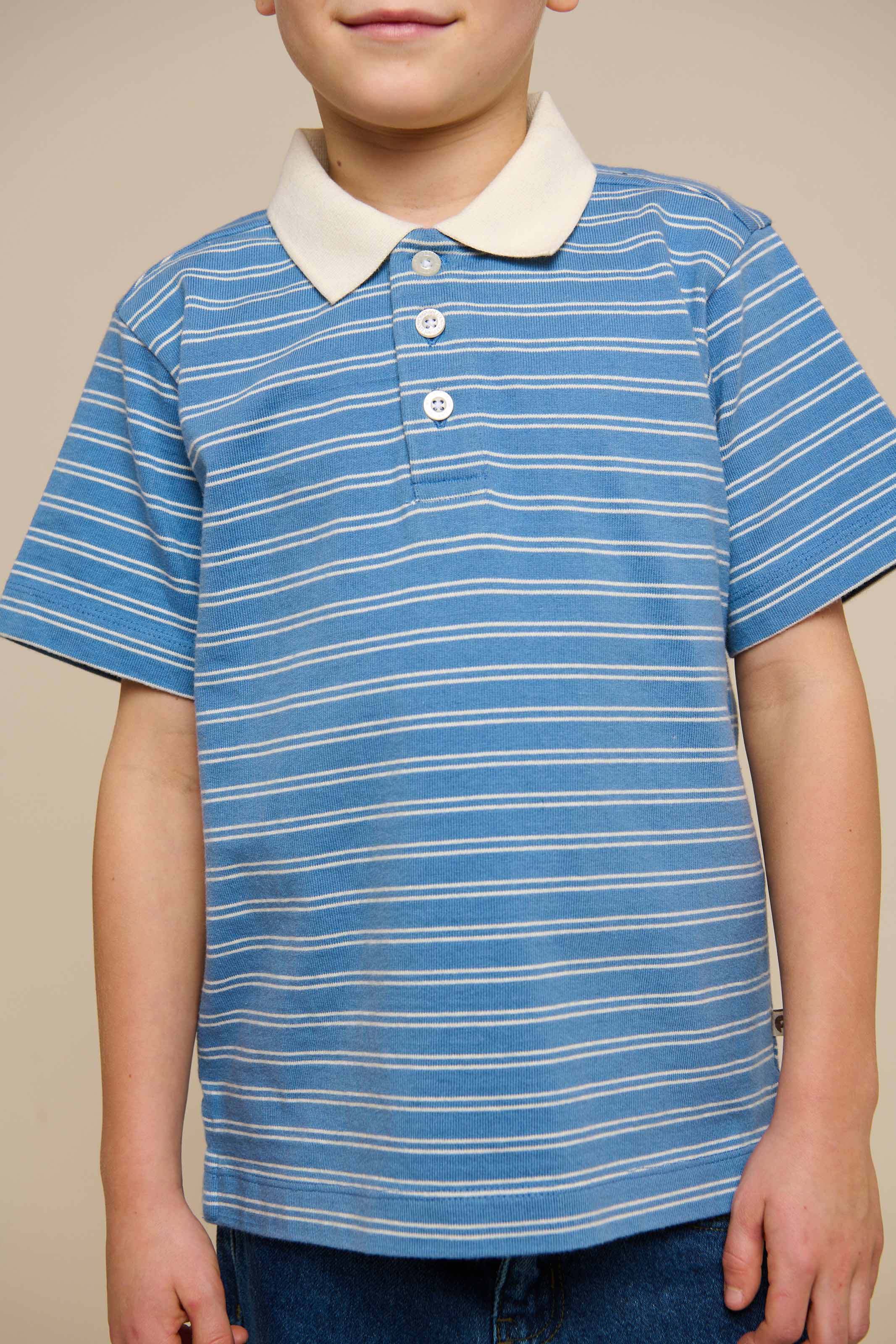 Gestreept Jersey Poloshirt - Tween - Dusty Blue | 101176 Otto - Image 3