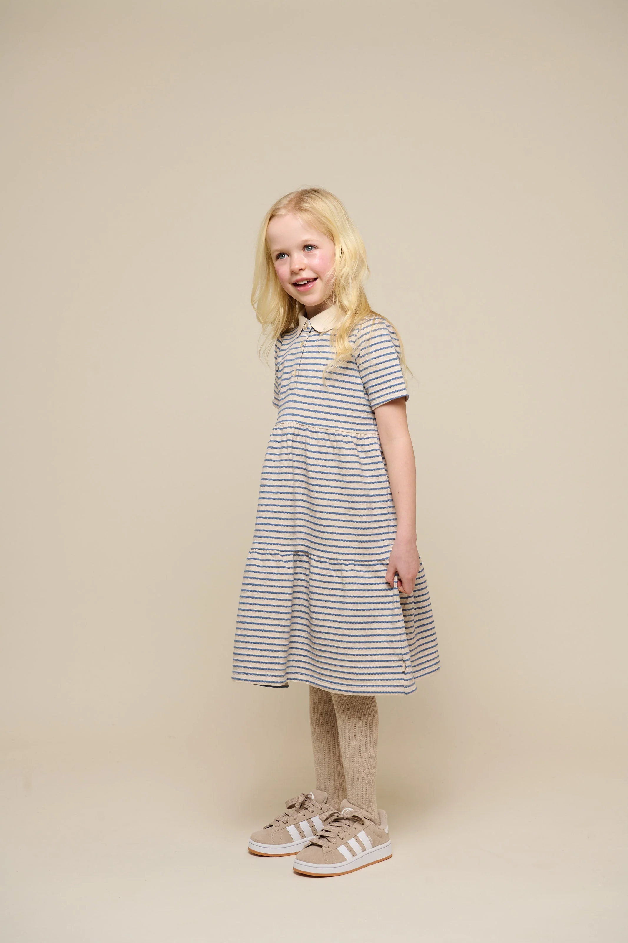 Gestreepte jersey jurk - Tween - Blue | 101013 Emmie