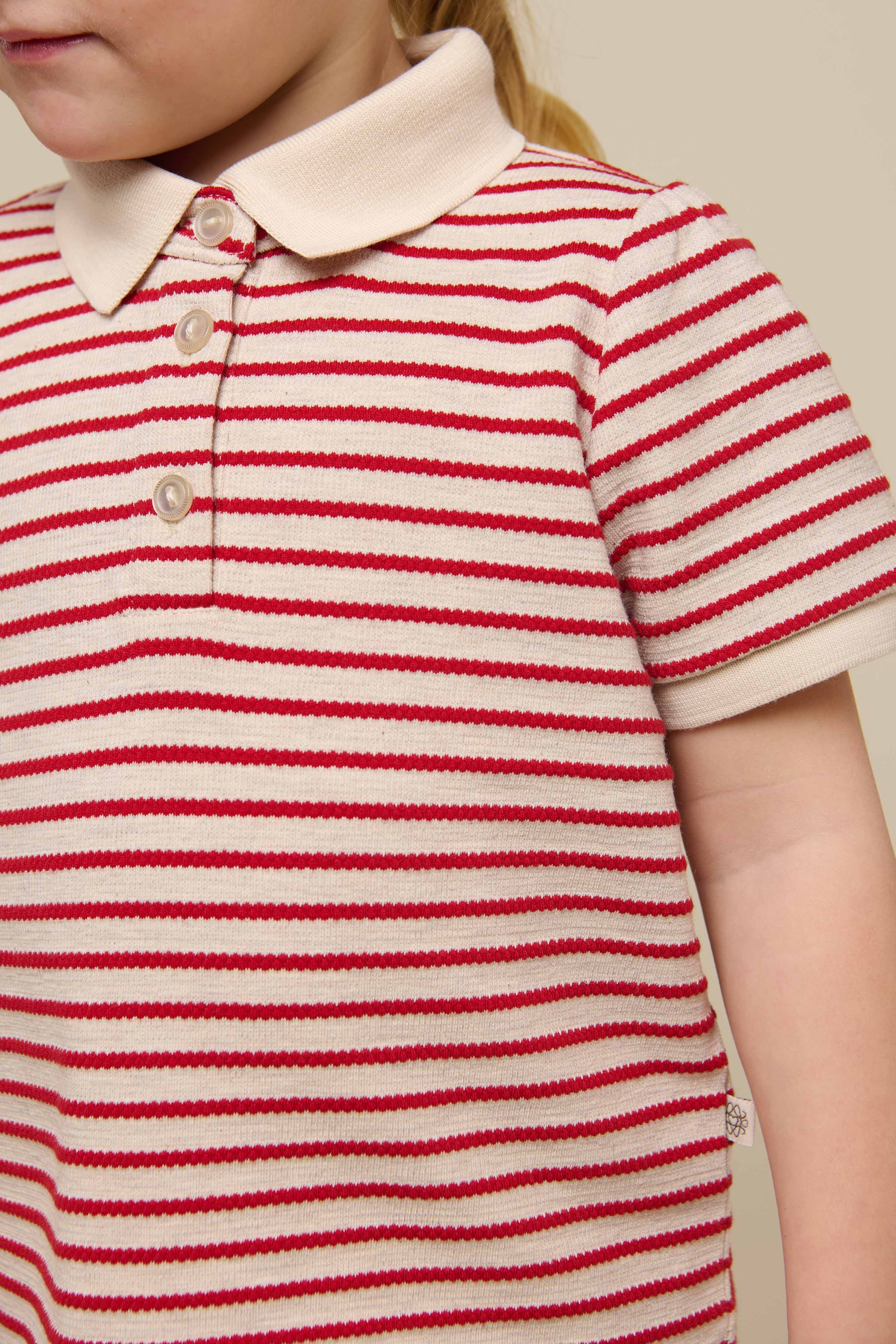 Gestreepte Jersey Polo - Kids - Cherry Red | 101002 Emmie - Image 3
