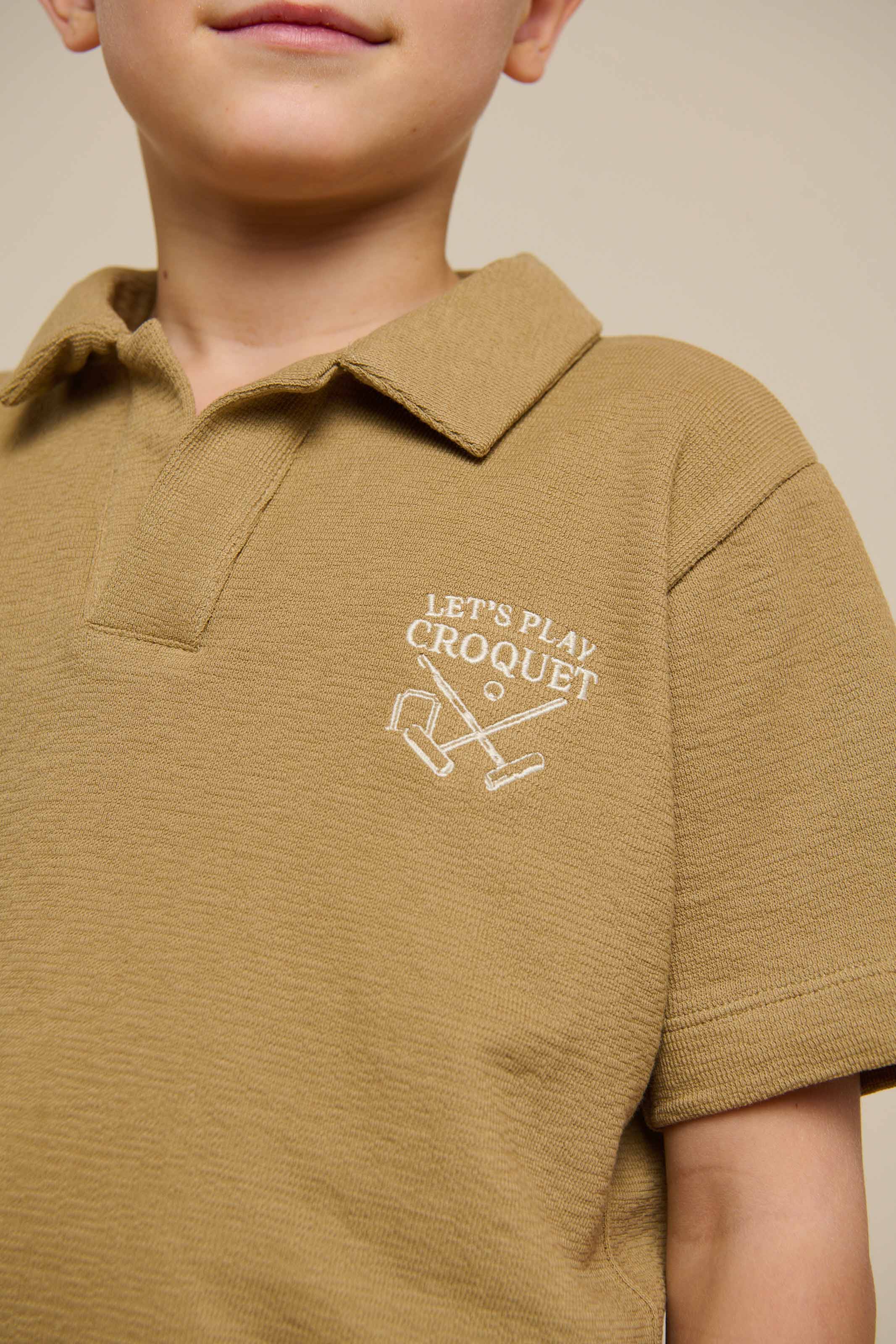 Gestructureerd Jersey Polo T-shirt - Tween - Khaki | 101218 Sonny - Image 5