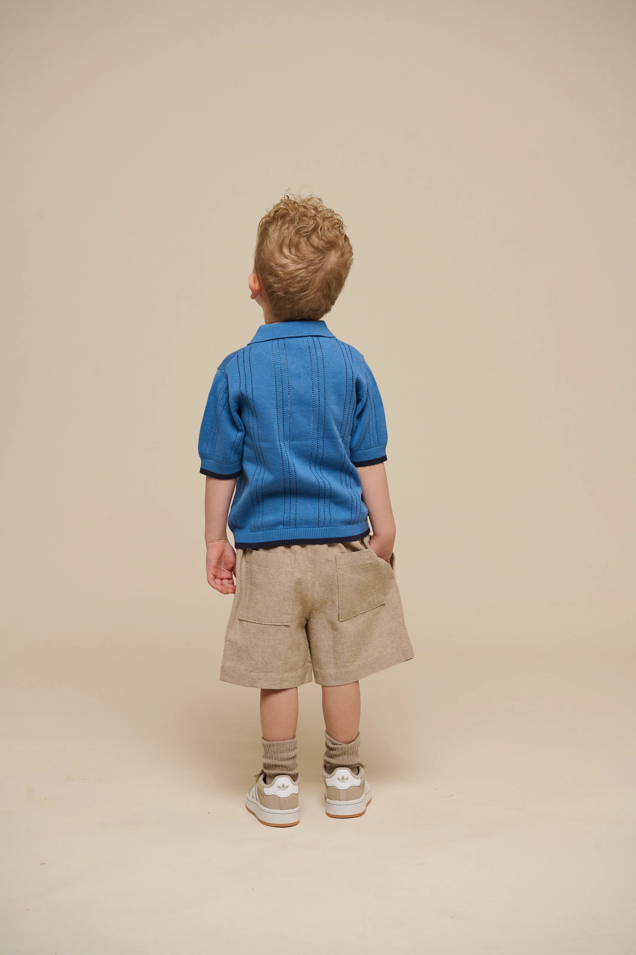 Geweven katoenen shorts met structuur - Kids - Sand | 101197 Walter - Image 5