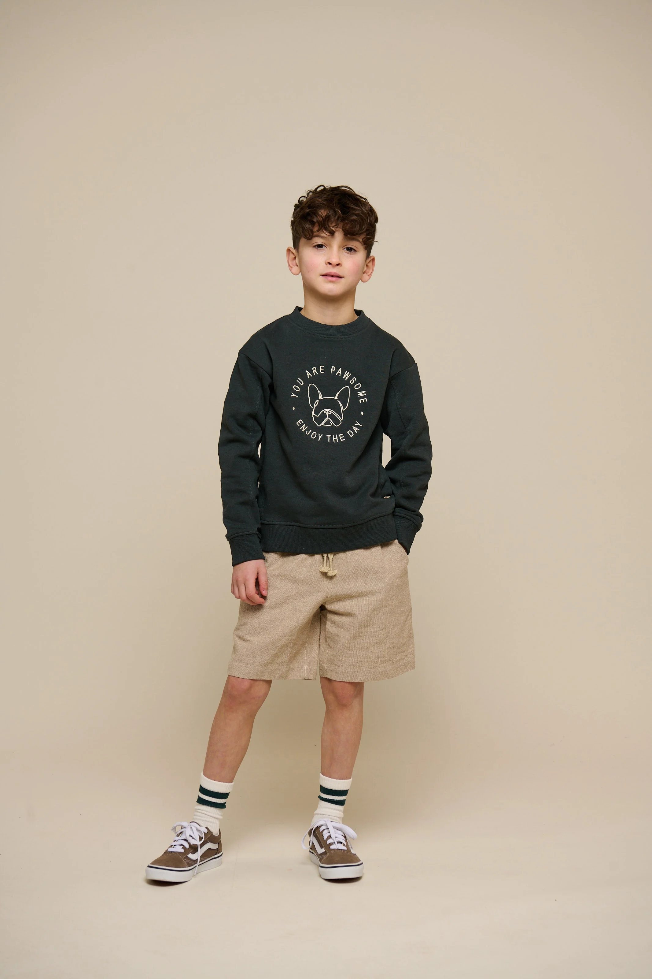 Geweven katoenen shorts met structuur - Tween - Sand | 101198 Walter