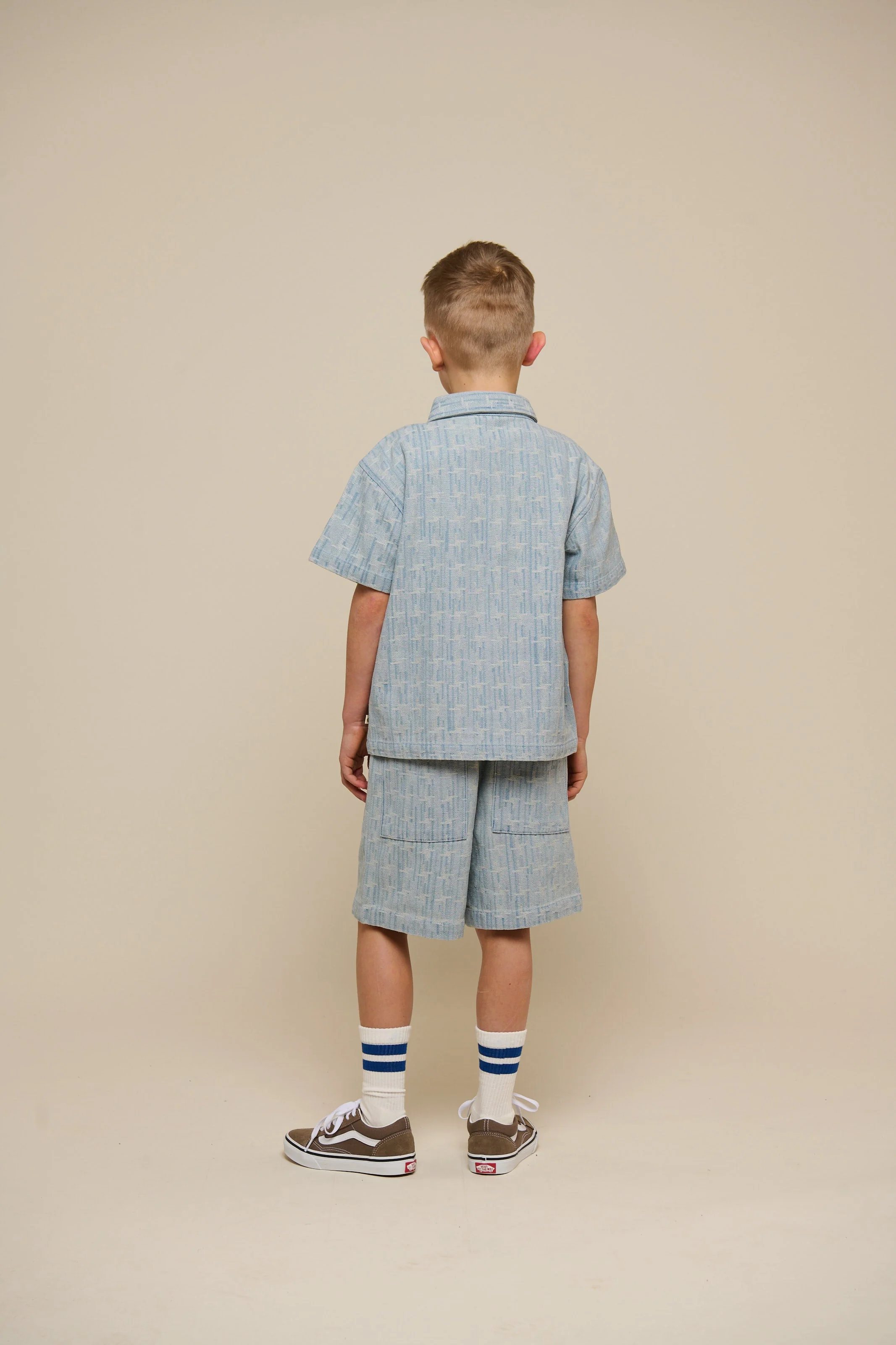 Jacquard Denim Korte Mouw Overhemdjas - Tween - Blue Denim | 101093 Kyle - Image 5