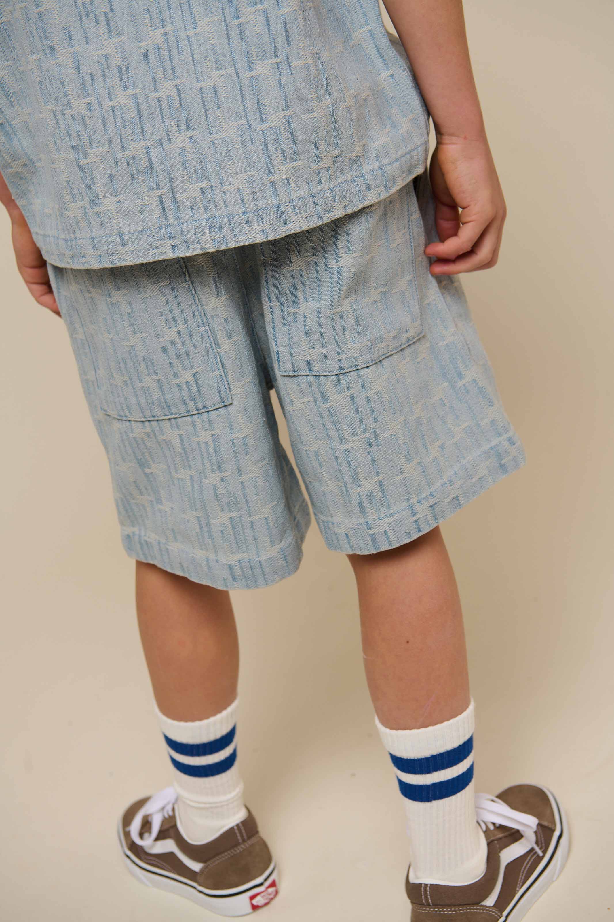 Jacquard Denim Korte Mouw Overhemdjas - Tween - Blue Denim | 101093 Kyle - Image 6
