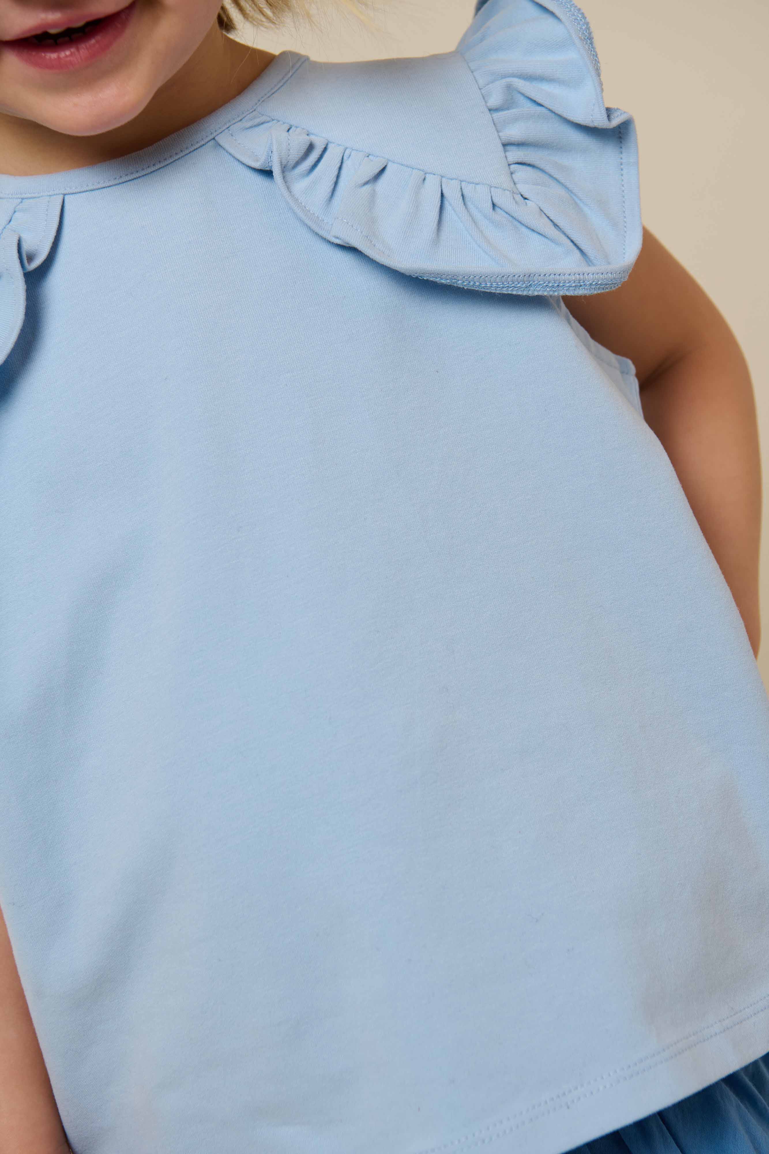 Jersey Top met Ruche - Kids - Powder Blue | 101267 Selma - Image 3