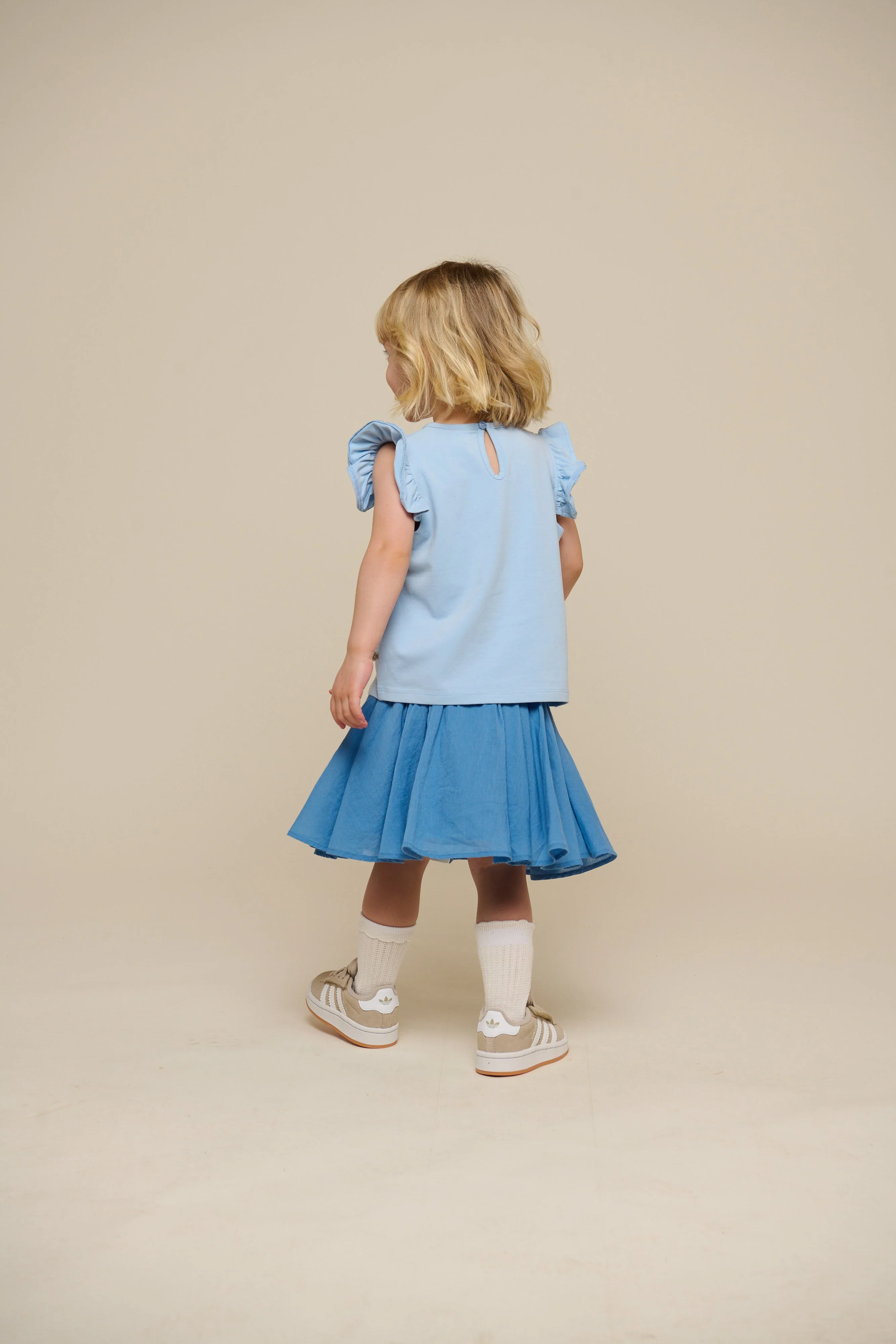 Jersey Top met Ruche - Kids - Powder Blue | 101267 Selma - Image 5