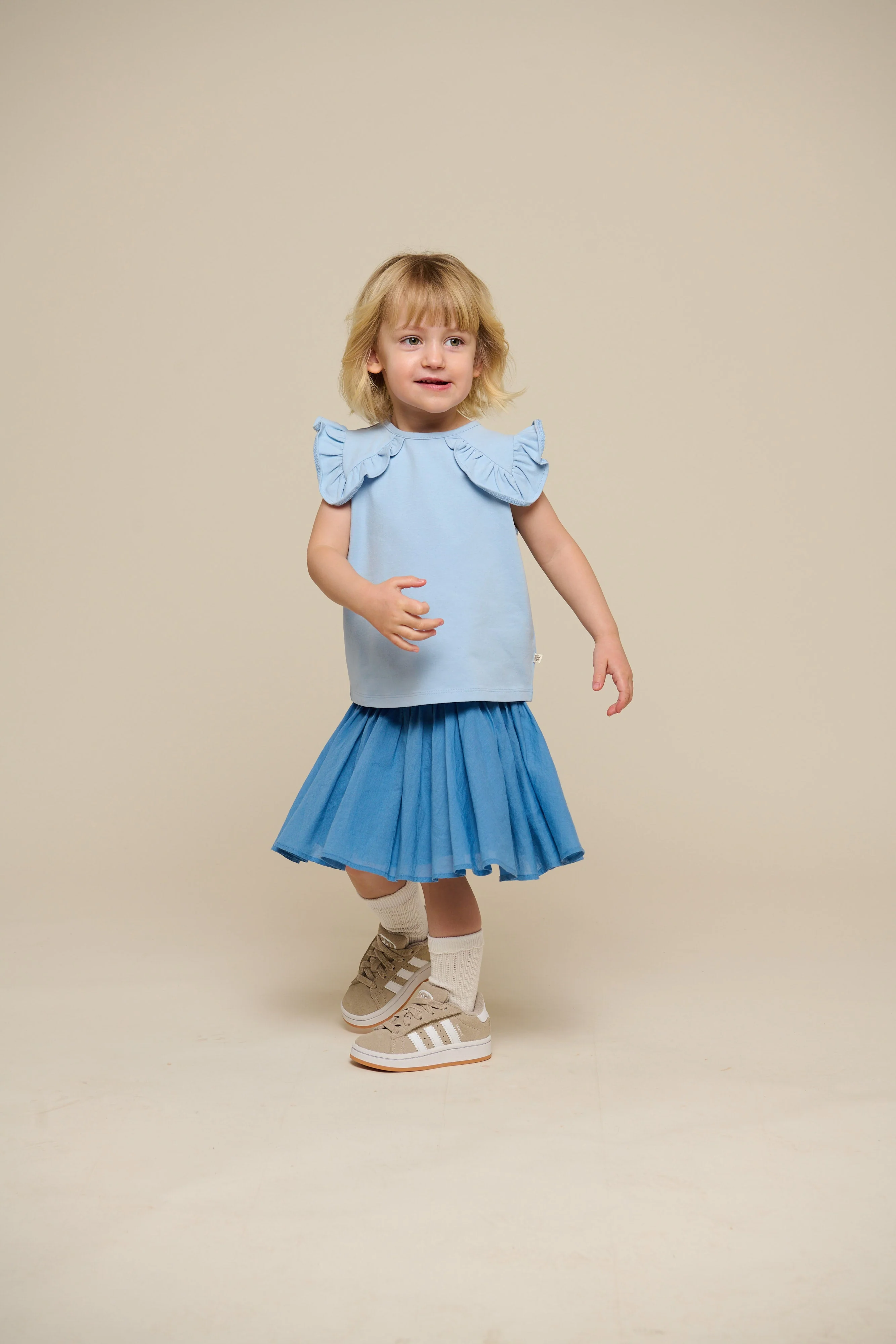 Jersey Top met Ruche - Kids - Powder Blue | 101267 Selma - Image 6