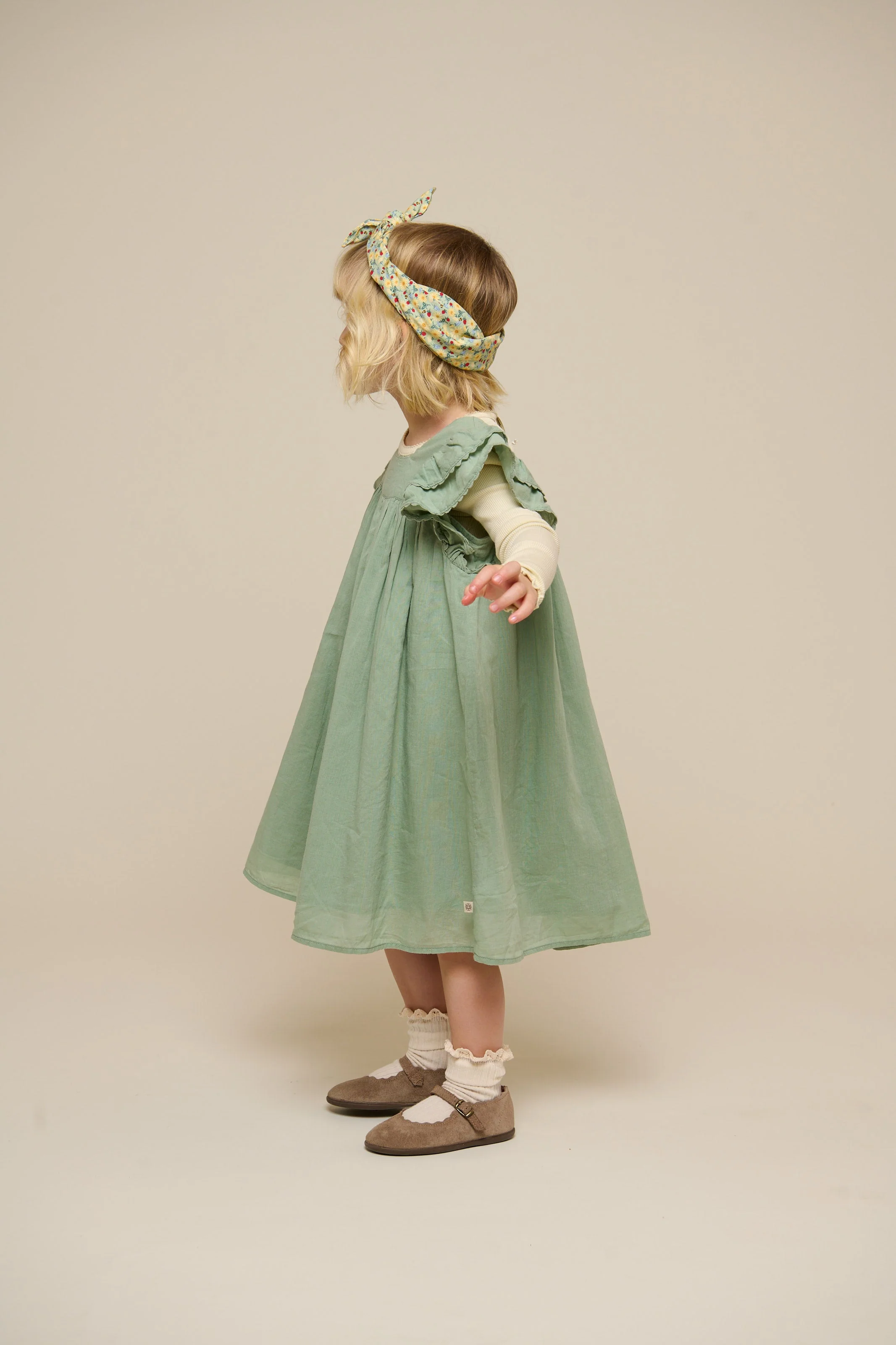 Katoenen jurk met Ric Rac Ruche - Kids - Dusty Green | 101035 Alma - Image 5