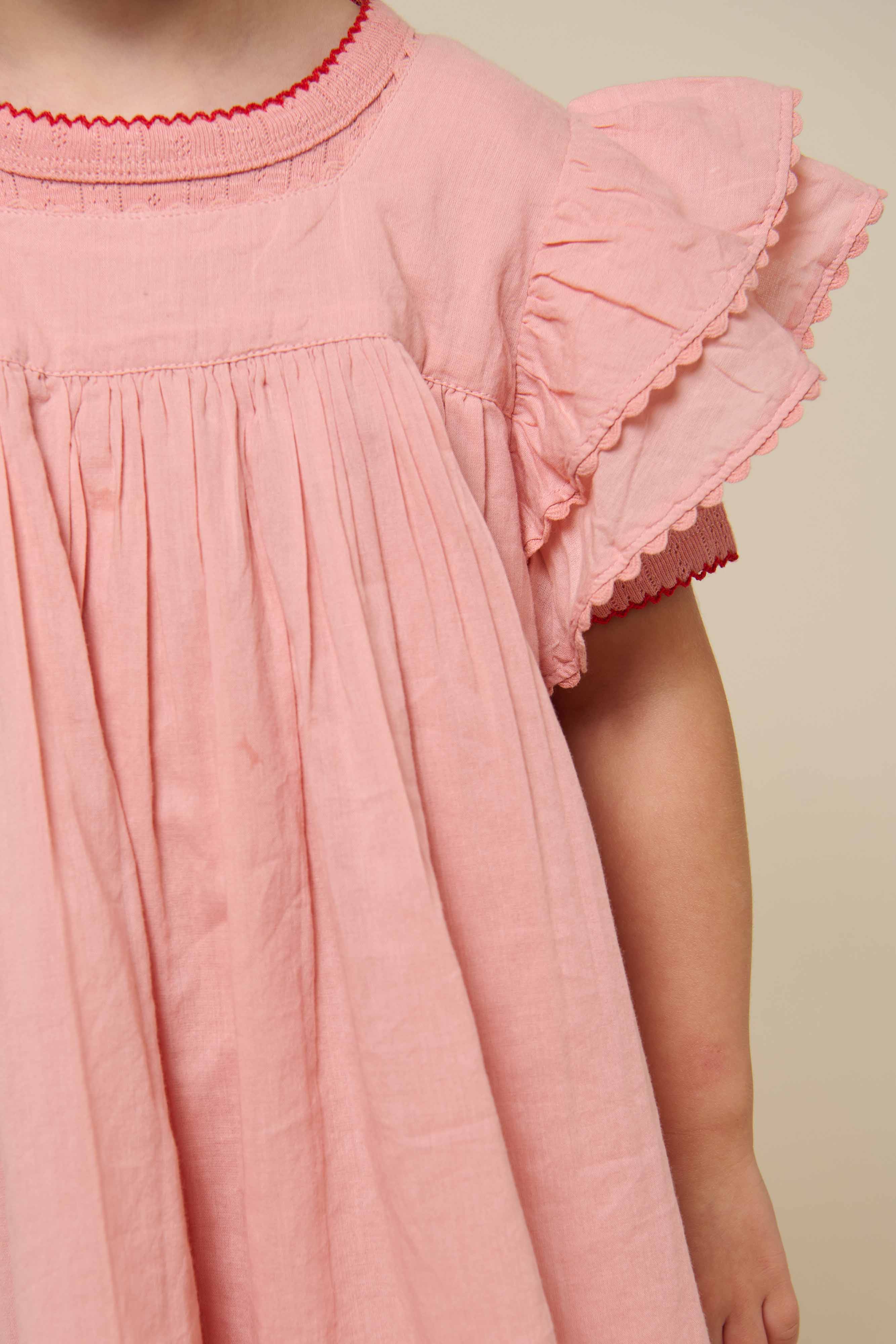 Katoenen jurk met Ric Rac Ruche - Kids - Rose Tan | 101034 Alma - Image 6