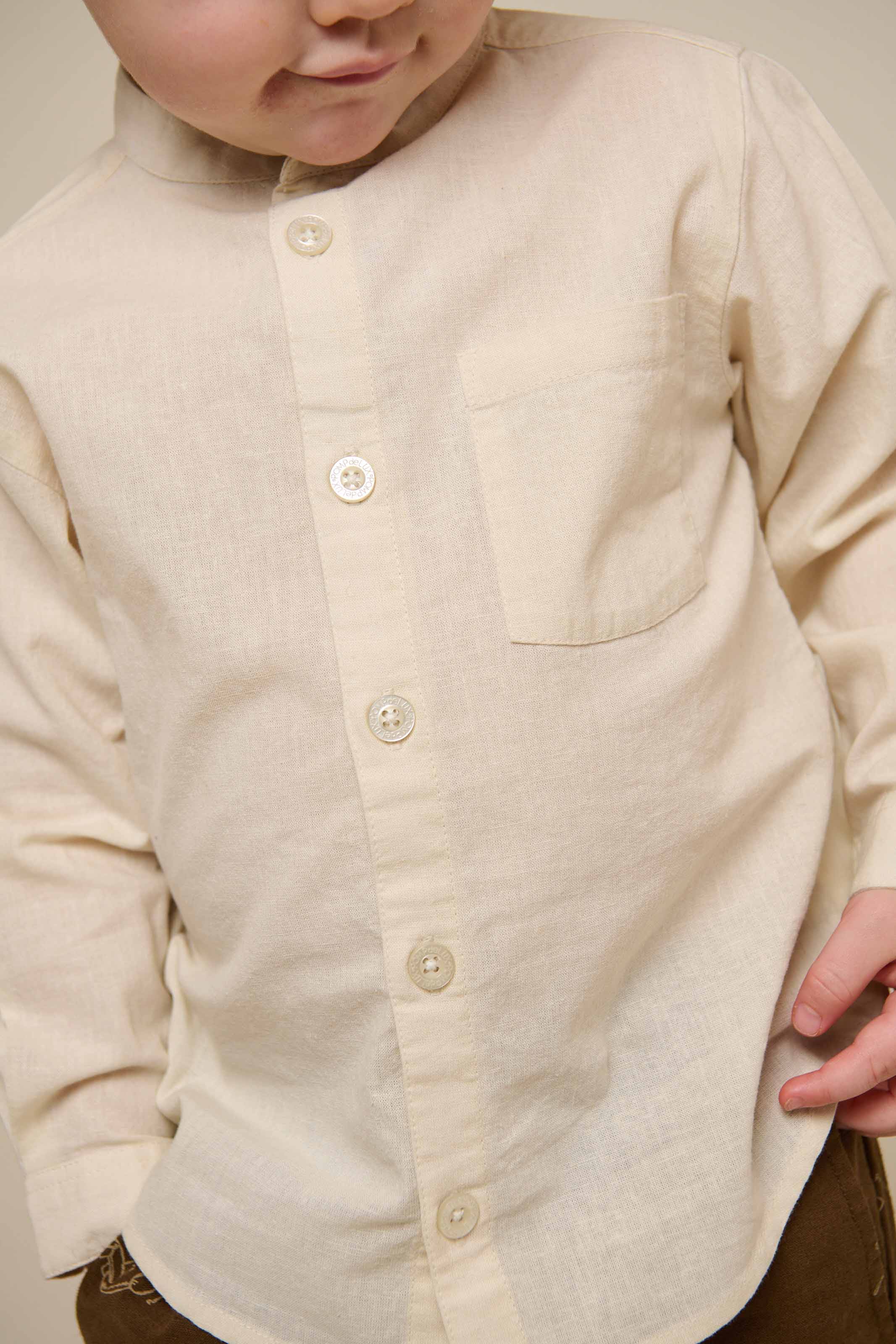 Linnenmix overhemd met mandarijnkraag - Kids - Offwhite | 101201 Lucca - Image 3