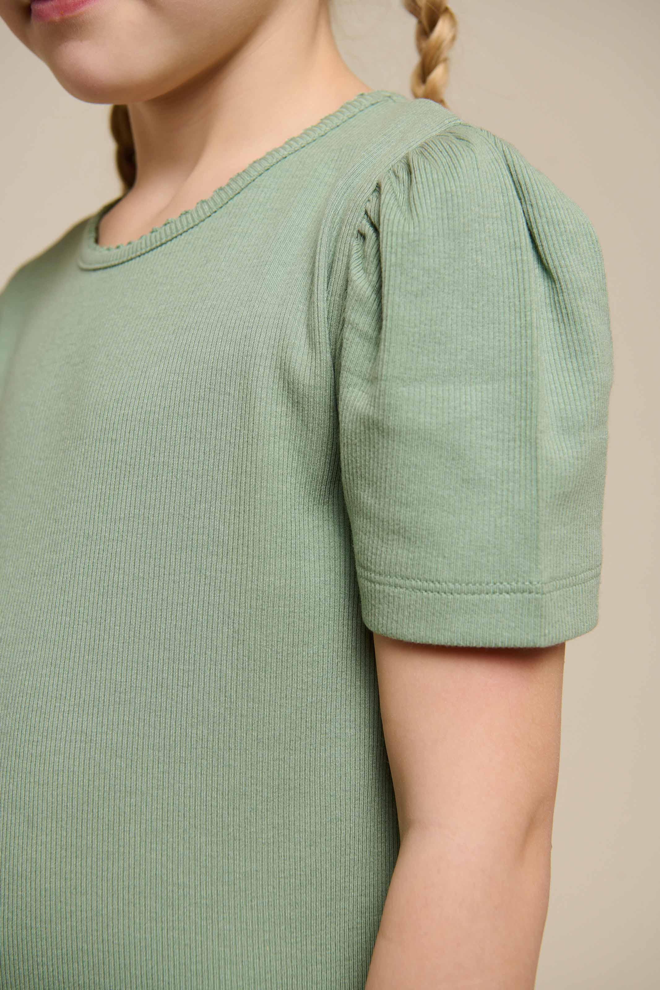 Modal Rib Lang T-shirt Jurk - Tween - Dusty Green | 101295 Lottie - Image 6