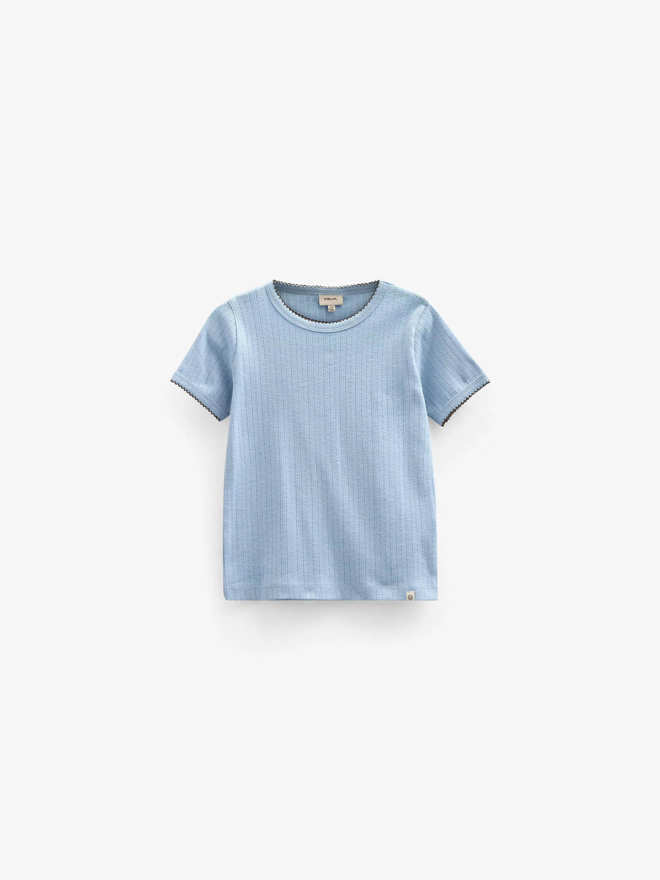 Pointelle T-shirt met contrasterende picot - Kids - Powder Blue | 101285 Drew - Image 2