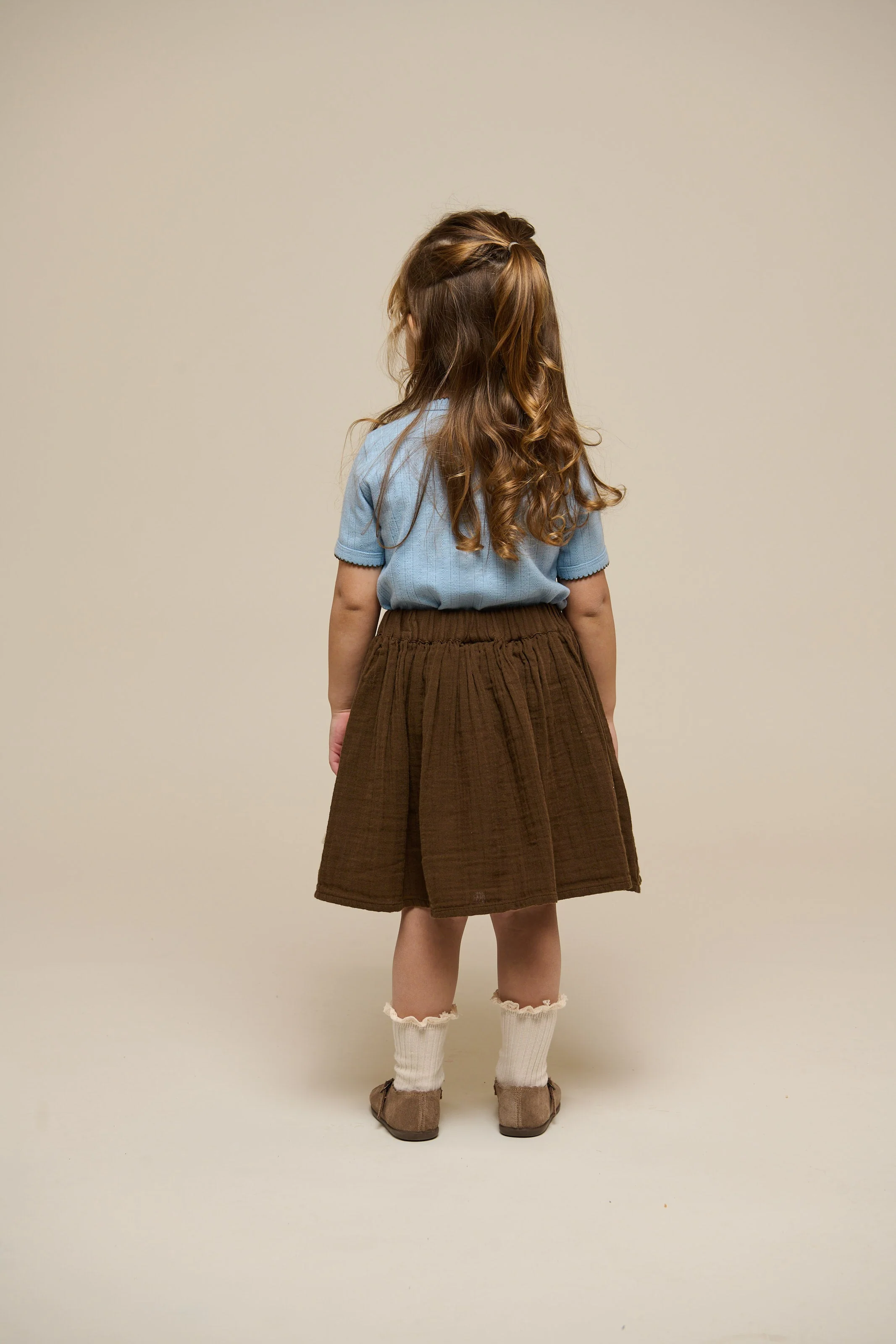 Pointelle T-shirt met contrasterende picot - Kids - Powder Blue | 101285 Drew - Image 3