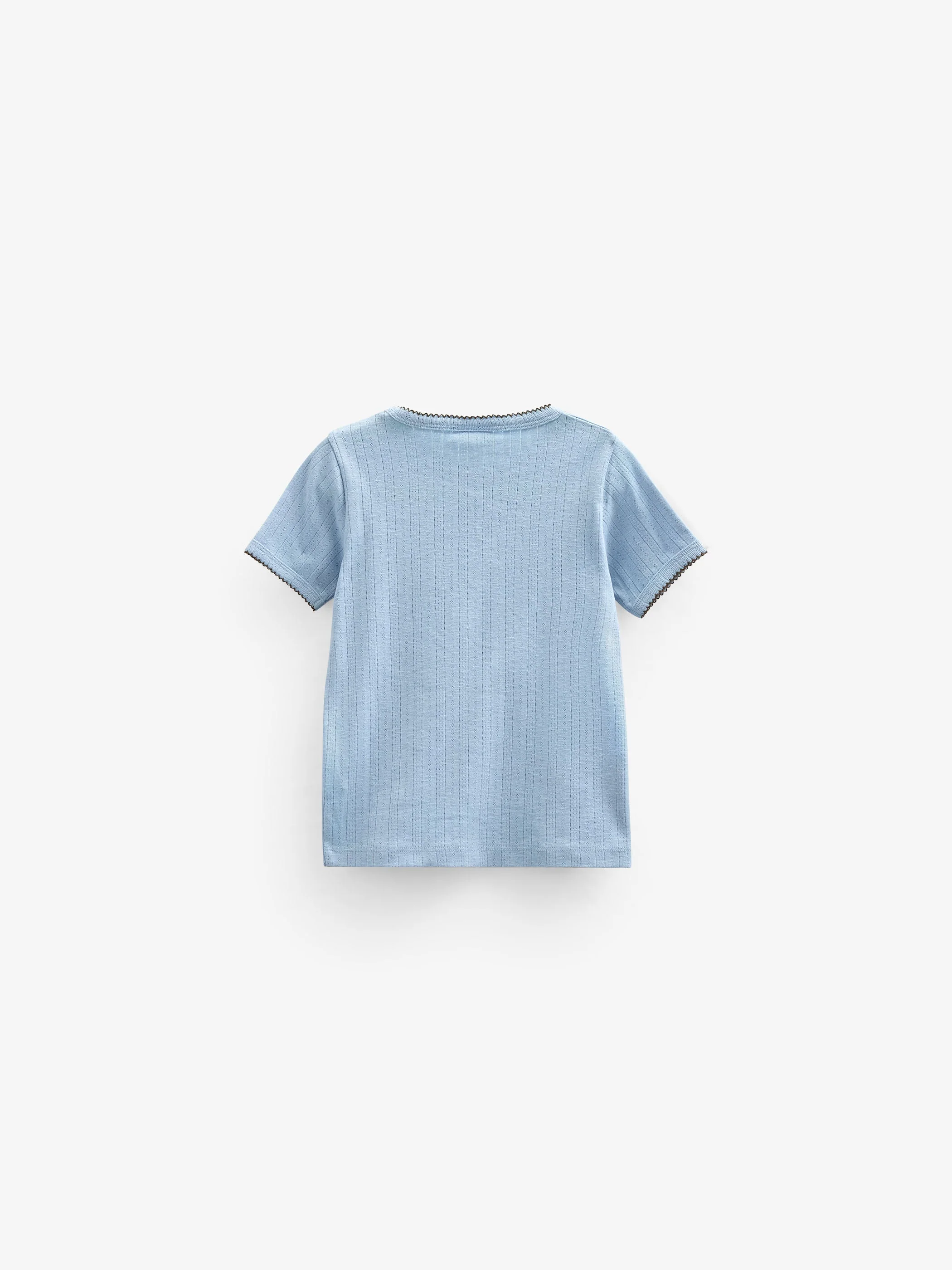Pointelle T-shirt met contrasterende picot - Kids - Powder Blue | 101285 Drew - Image 4