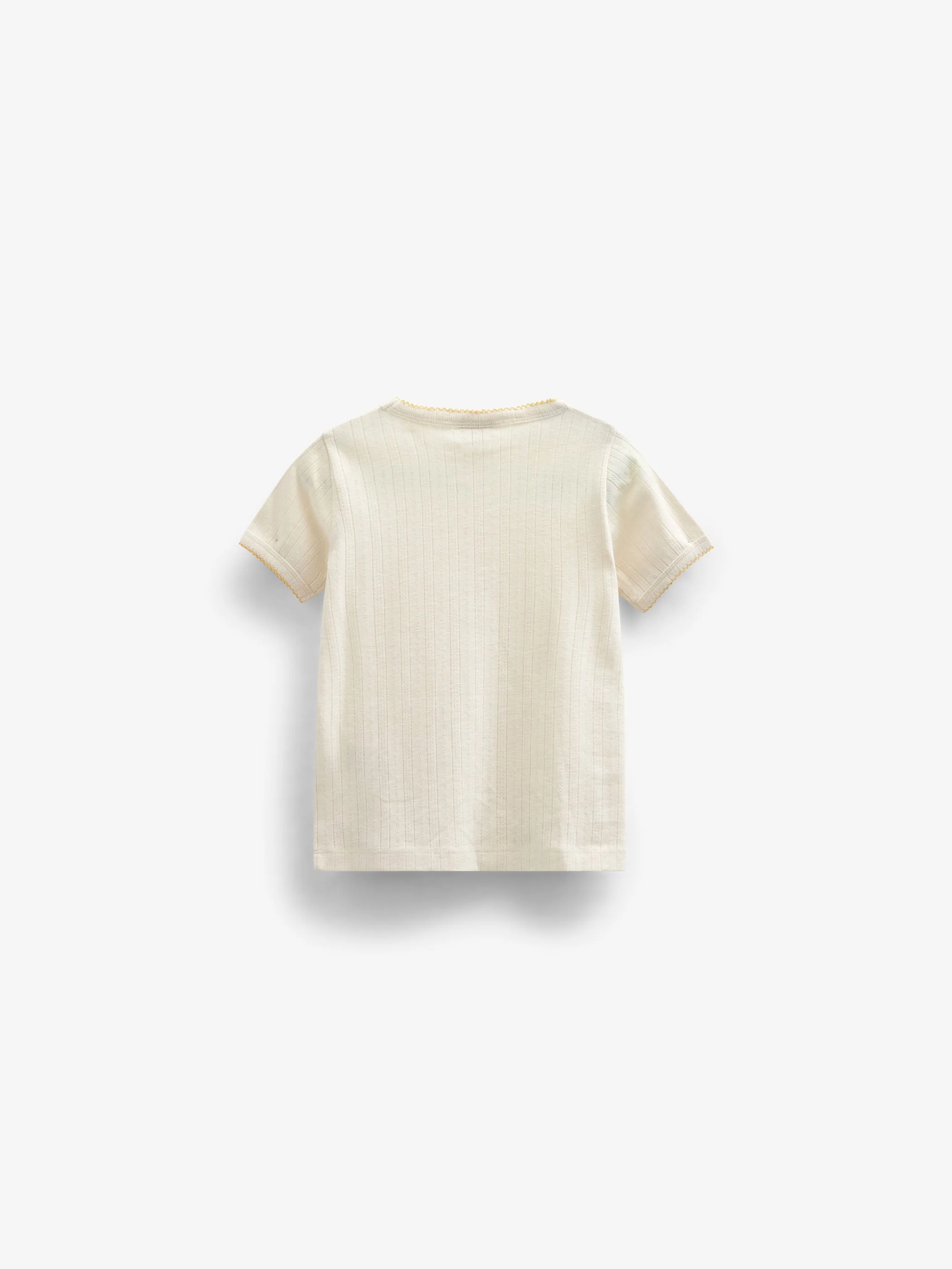 Pointelle T-shirt met contrasterende picot - Tween - Off White | 101290 Drew - Image 4
