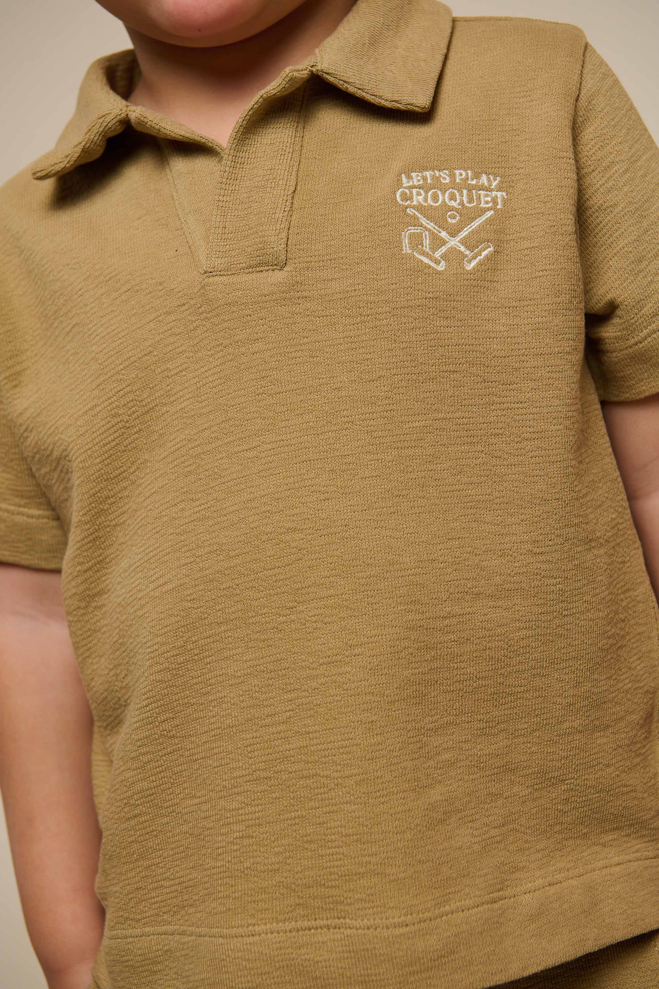 Polo T-shirt van Gestructureerde Jersey - Kids - Khaki | 101217 Sonny - Image 3