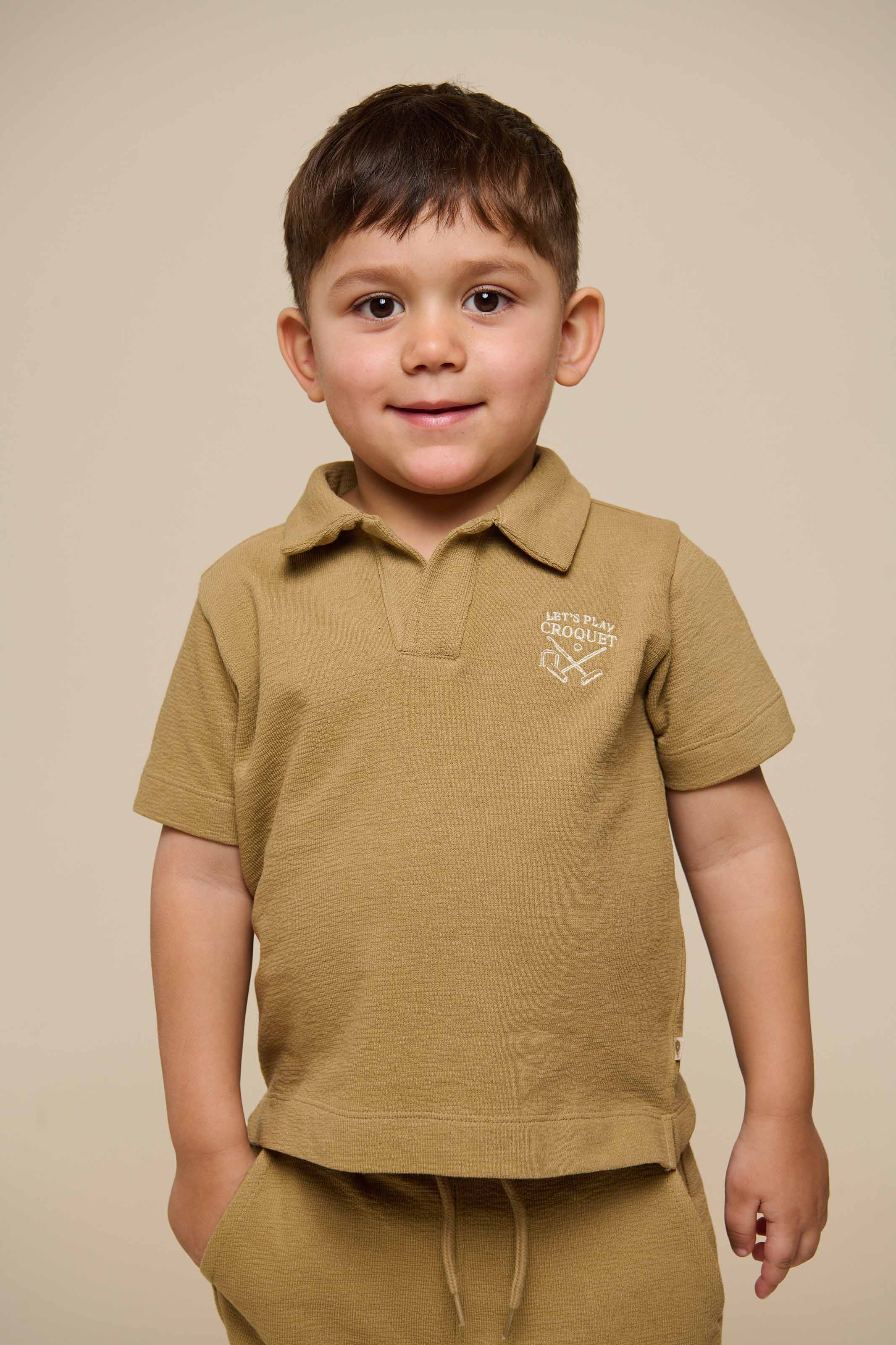 Polo T-shirt van Gestructureerde Jersey - Kids - Khaki | 101217 Sonny - Image 6