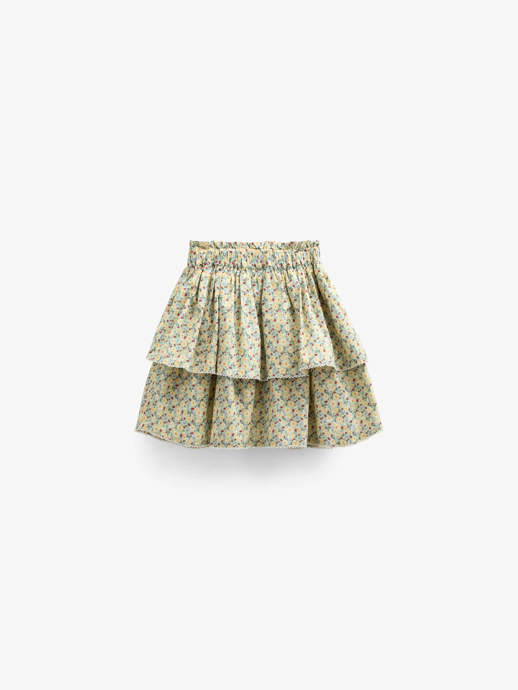 Poplin rok met bloemenprint en ruche - Tween - Green | 100955 Poppy - Image 4