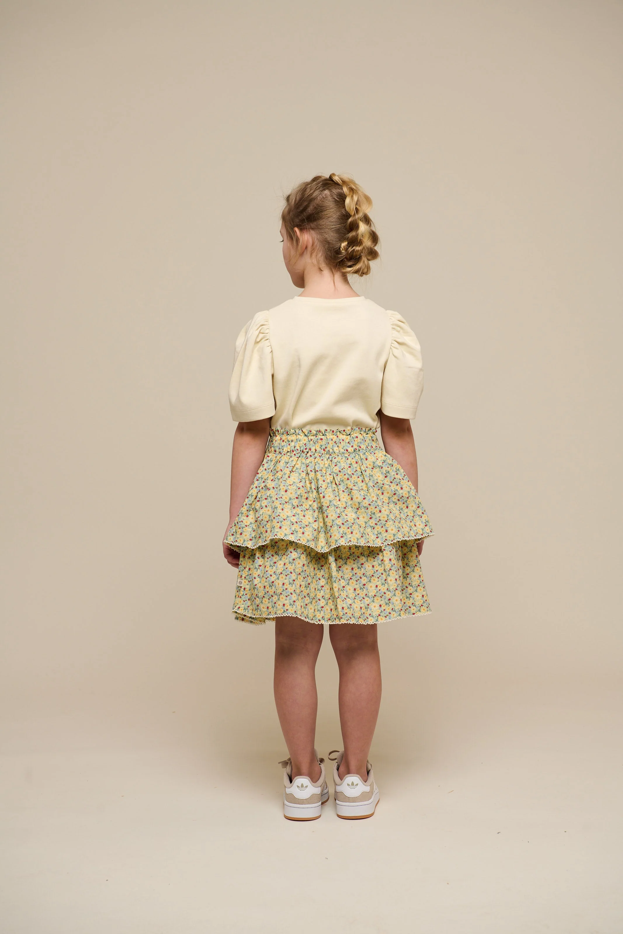 Poplin rok met bloemenprint en ruche - Tween - Green | 100955 Poppy - Image 5
