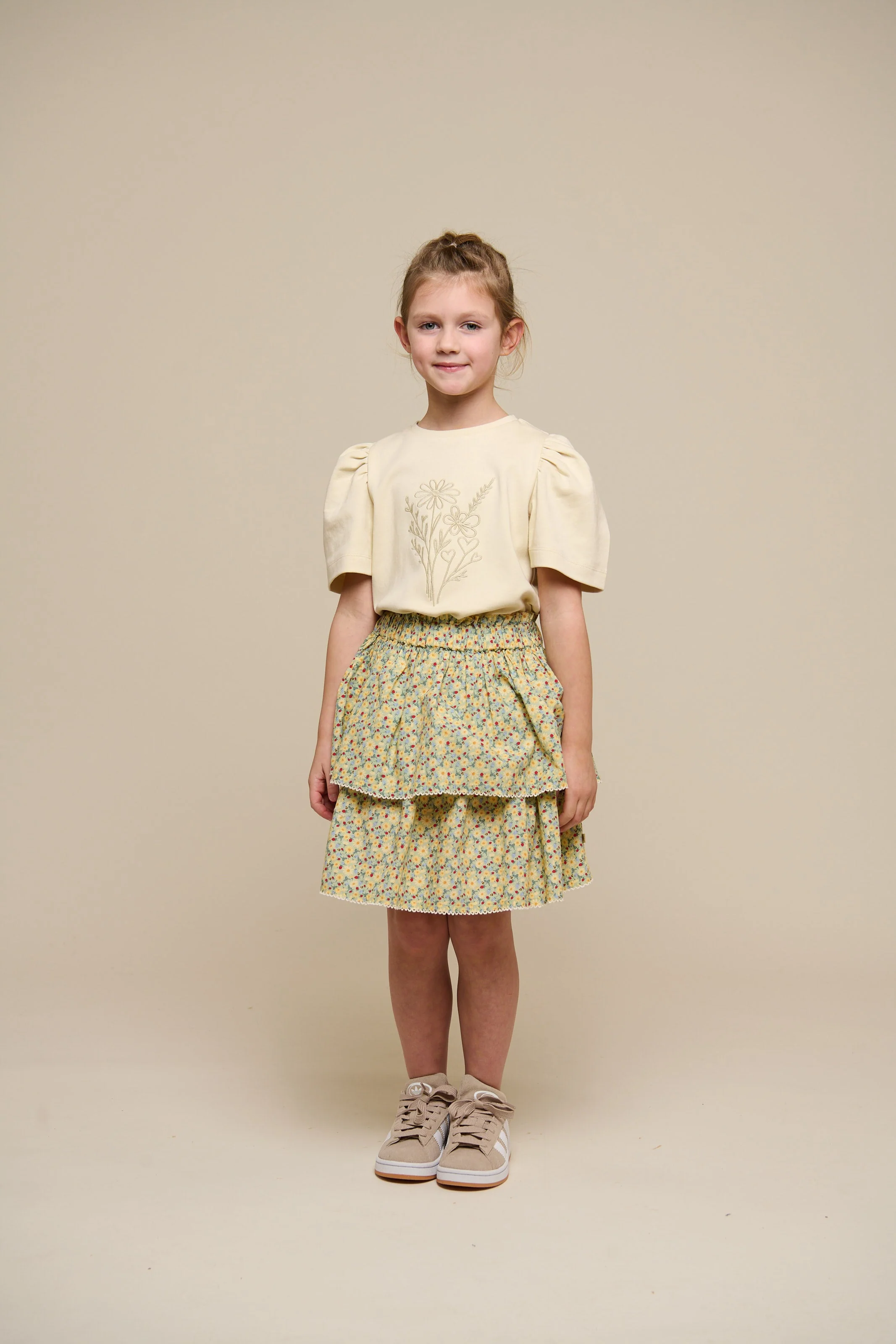 Poplin rok met bloemenprint en ruche - Tween - Green | 100955 Poppy - Image 6