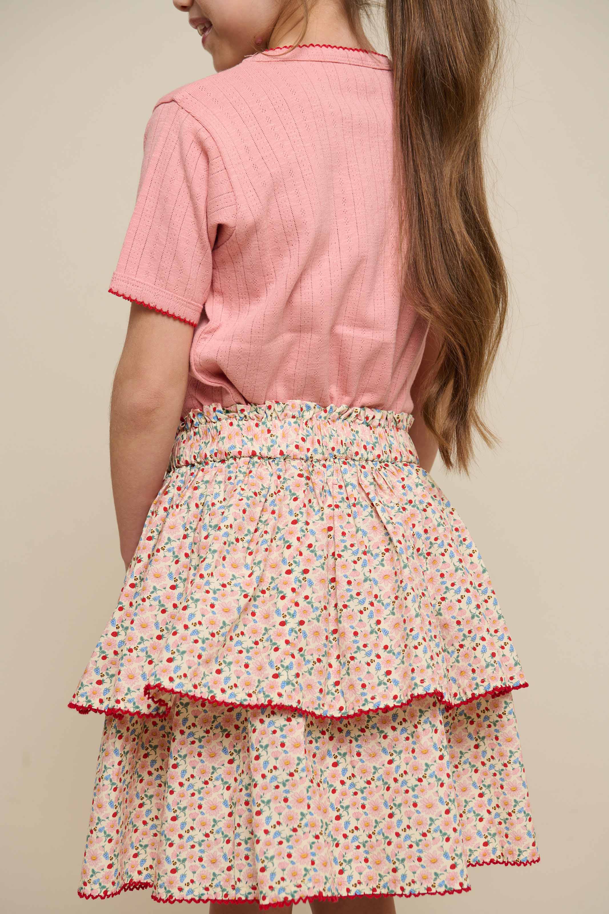Poplin rok met bloemenprint en ruche - Tween - Rose | 100953 Poppy - Image 3
