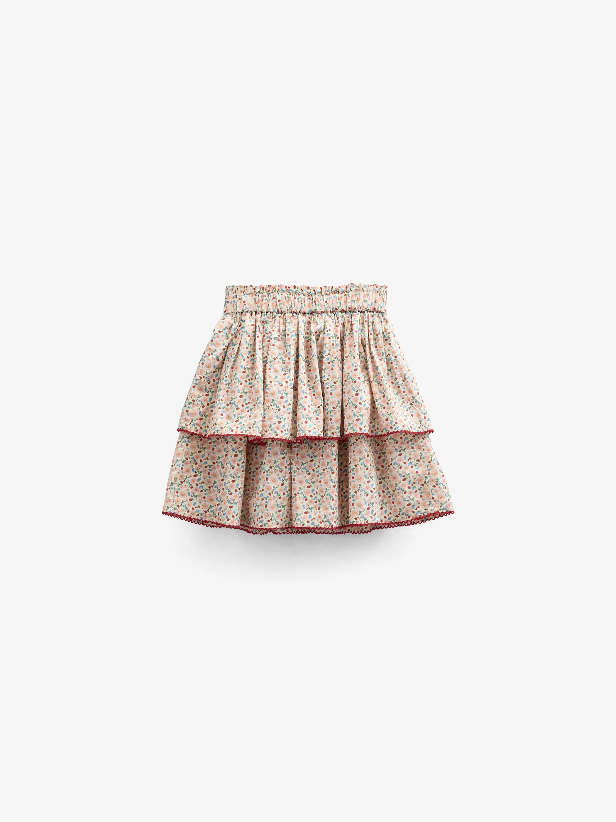Poplin rok met bloemenprint en ruche - Tween - Rose | 100953 Poppy - Image 4