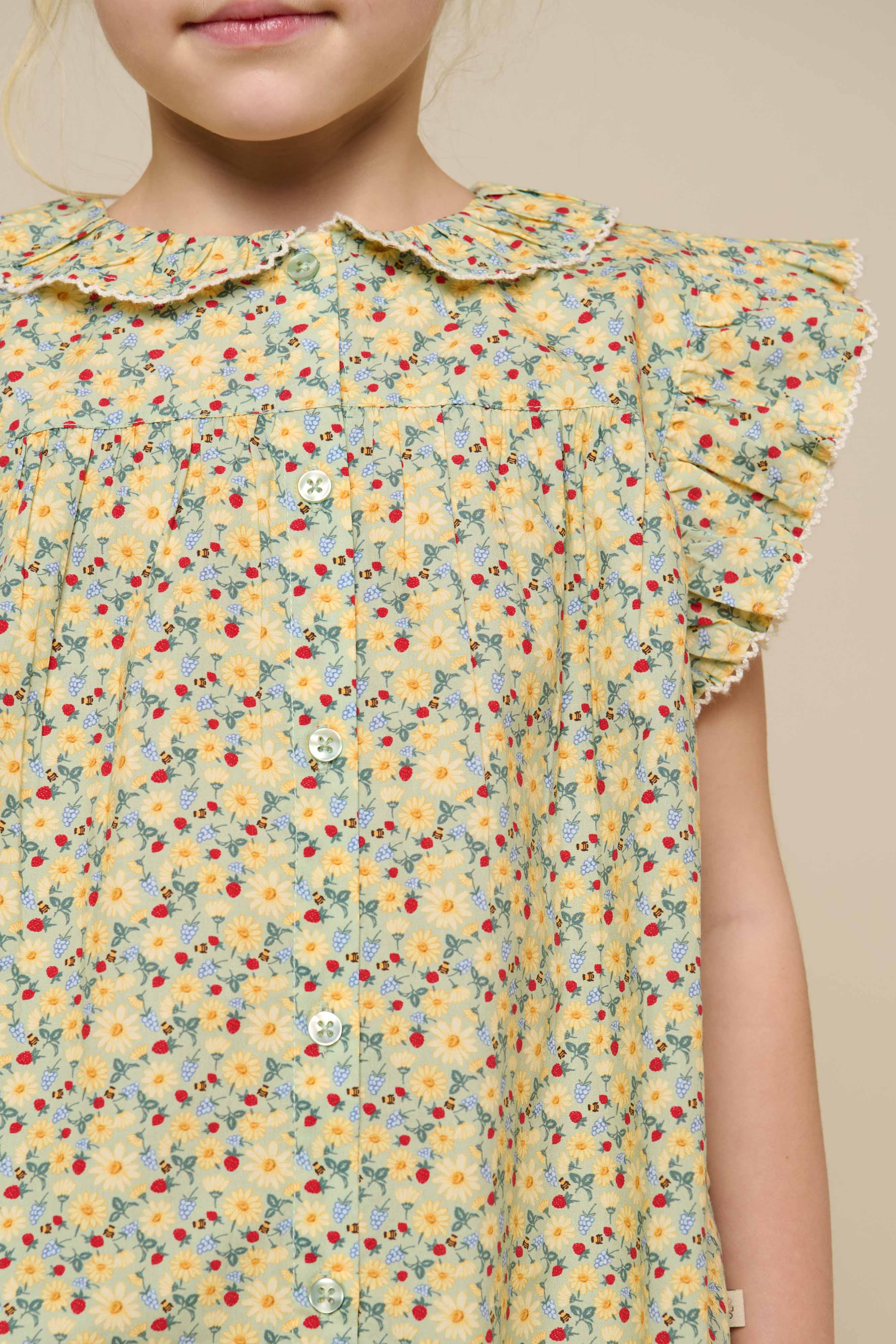 Poplin Ruche Top met Bloemenprint - Tween - Green | 100951 Poppy - Image 3