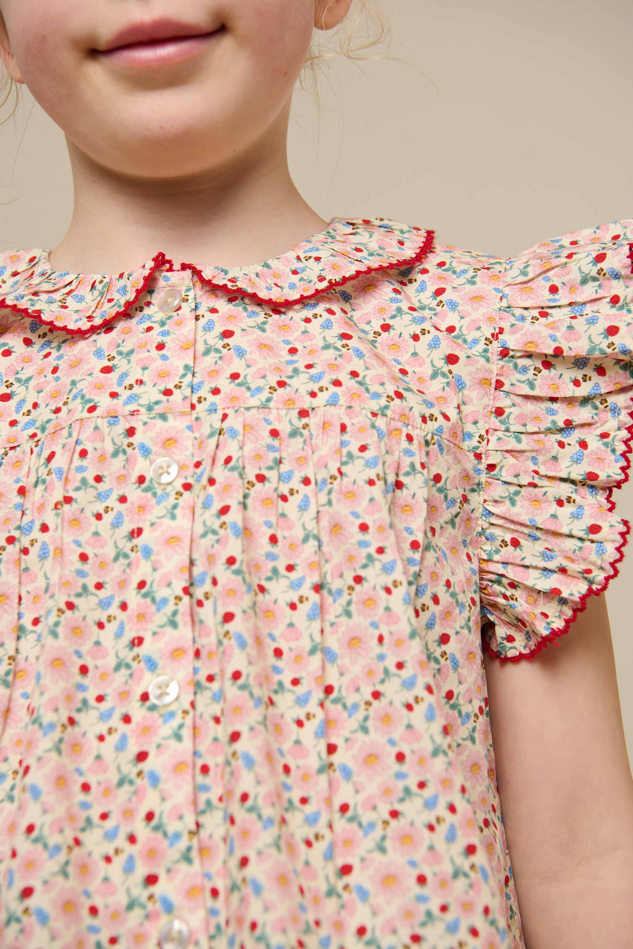 Poplin Top met Bloemenprint en Ruche - Tween - Rose | 100949 Poppy - Image 3