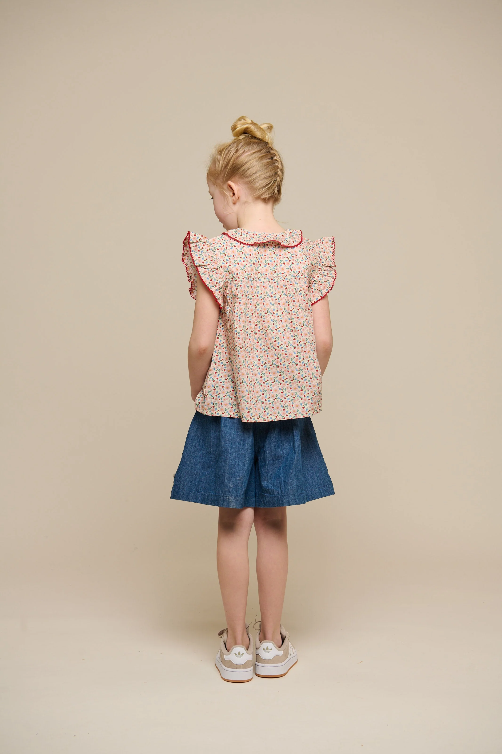 Poplin Top met Bloemenprint en Ruche - Tween - Rose | 100949 Poppy - Image 5