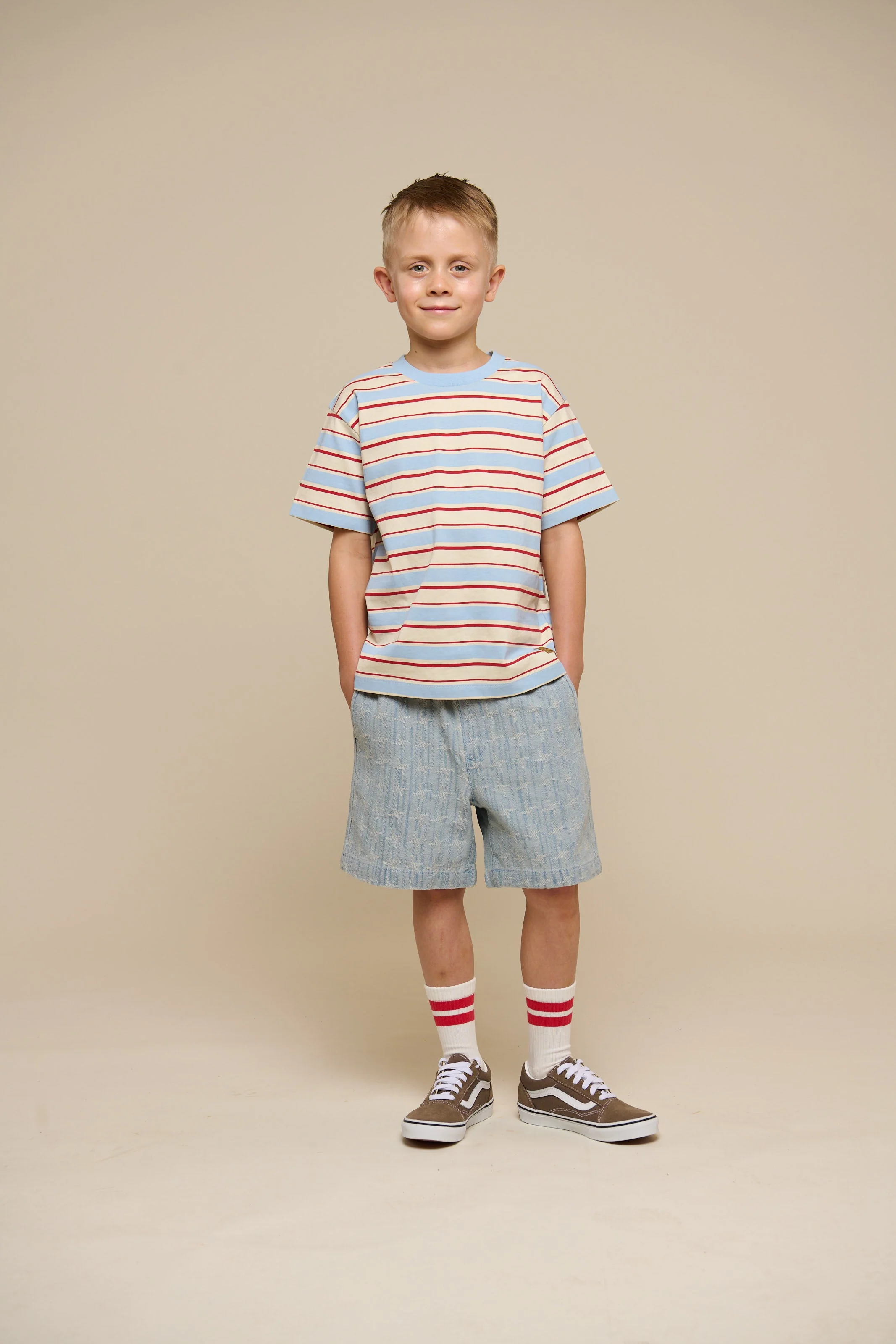 Retro Gestreept T-shirt - Tween - Powder Blue | 101276 Steven