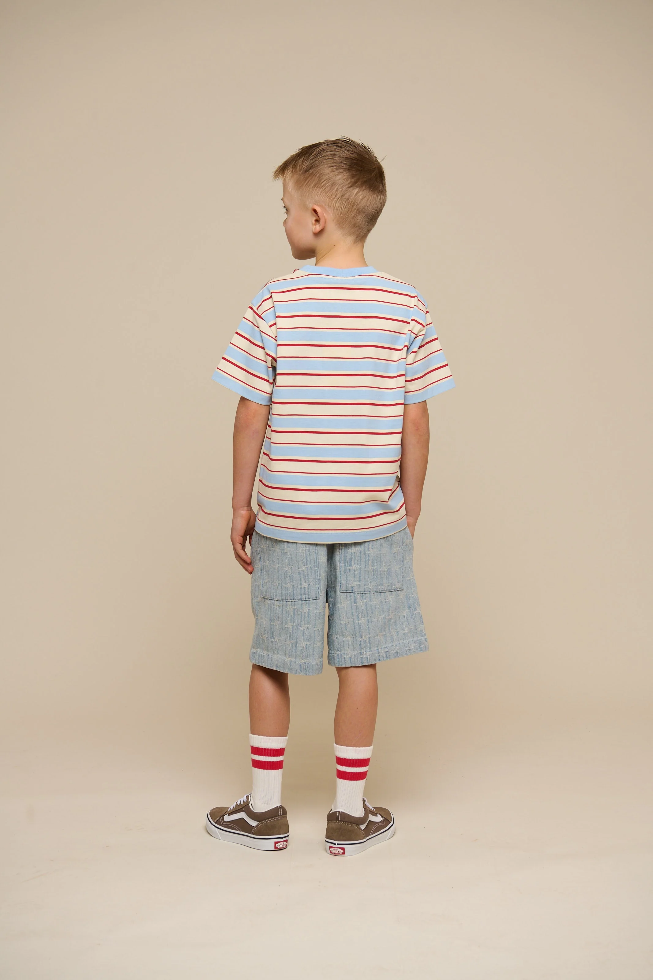 Retro Gestreept T-shirt - Tween - Powder Blue | 101276 Steven - Image 3